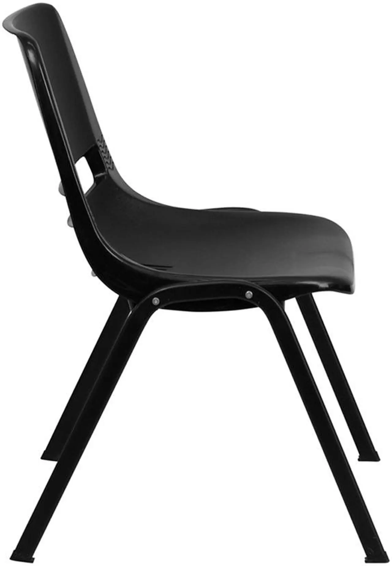 Alt view image 6 of 20 - HERCULES Series 440 lb. Capacity Kid's Black Ergonomic Shell Stack Chair with Black Frame and 12" Seat Height
