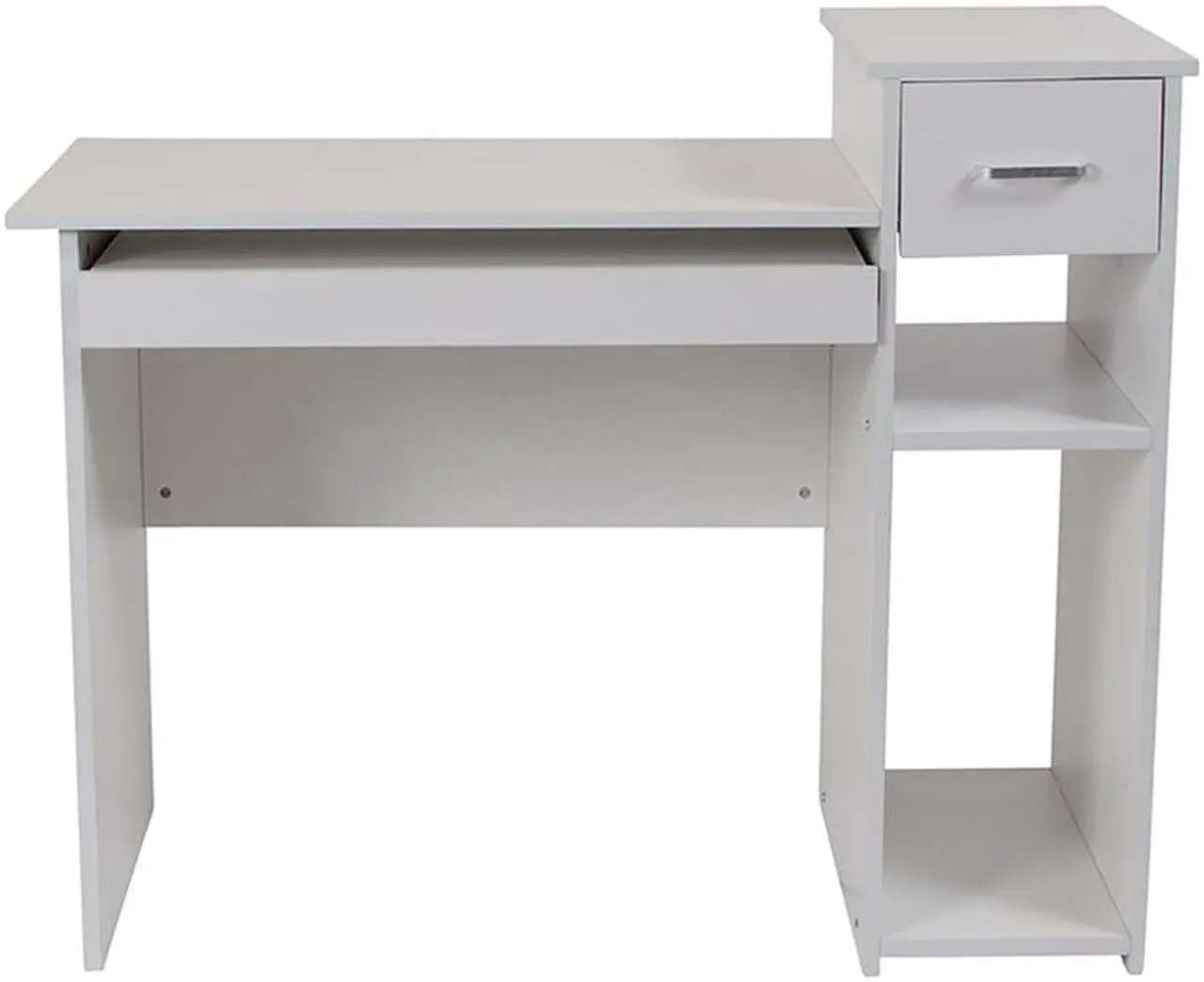 Alt view image 6 of 20 - Flash Furniture Highland Park White Computer Desk with Shelves and Drawer