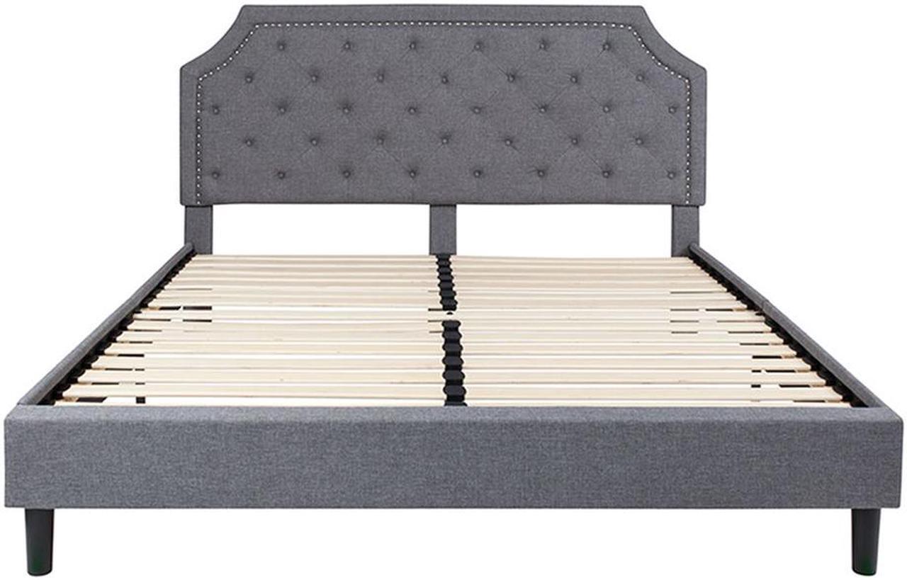 Alt view image 8 of 20 - Brighton King Size Tufted Upholstered Platform Bed in Light Gray Fabric