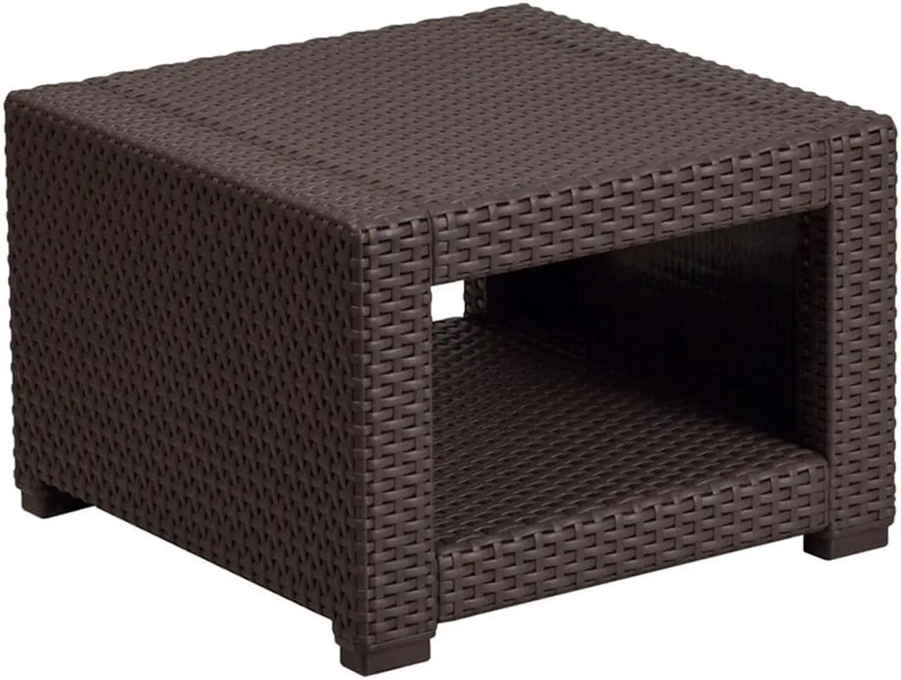 Alt view image 2 of 20 - Flash Furniture Seneca Faux Rattan End Table Chocolate Brown (DADSF1S)