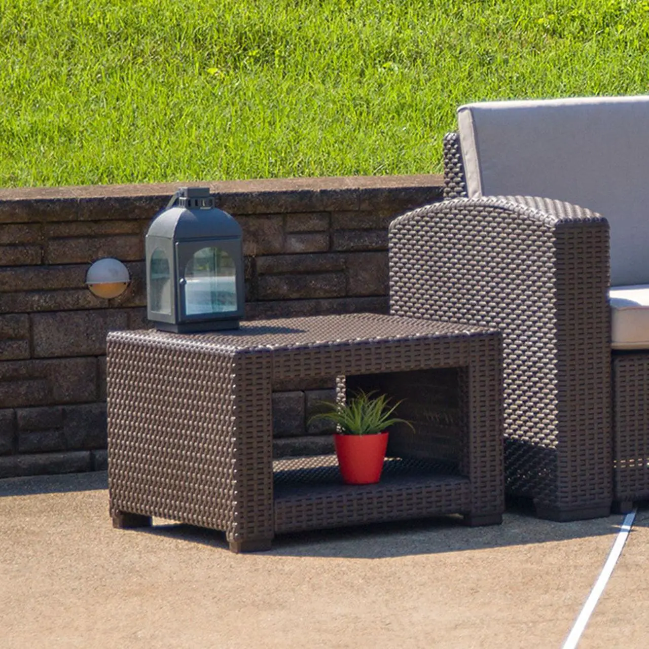 Alt view image 3 of 20 - Flash Furniture Seneca Faux Rattan End Table Chocolate Brown (DADSF1S)