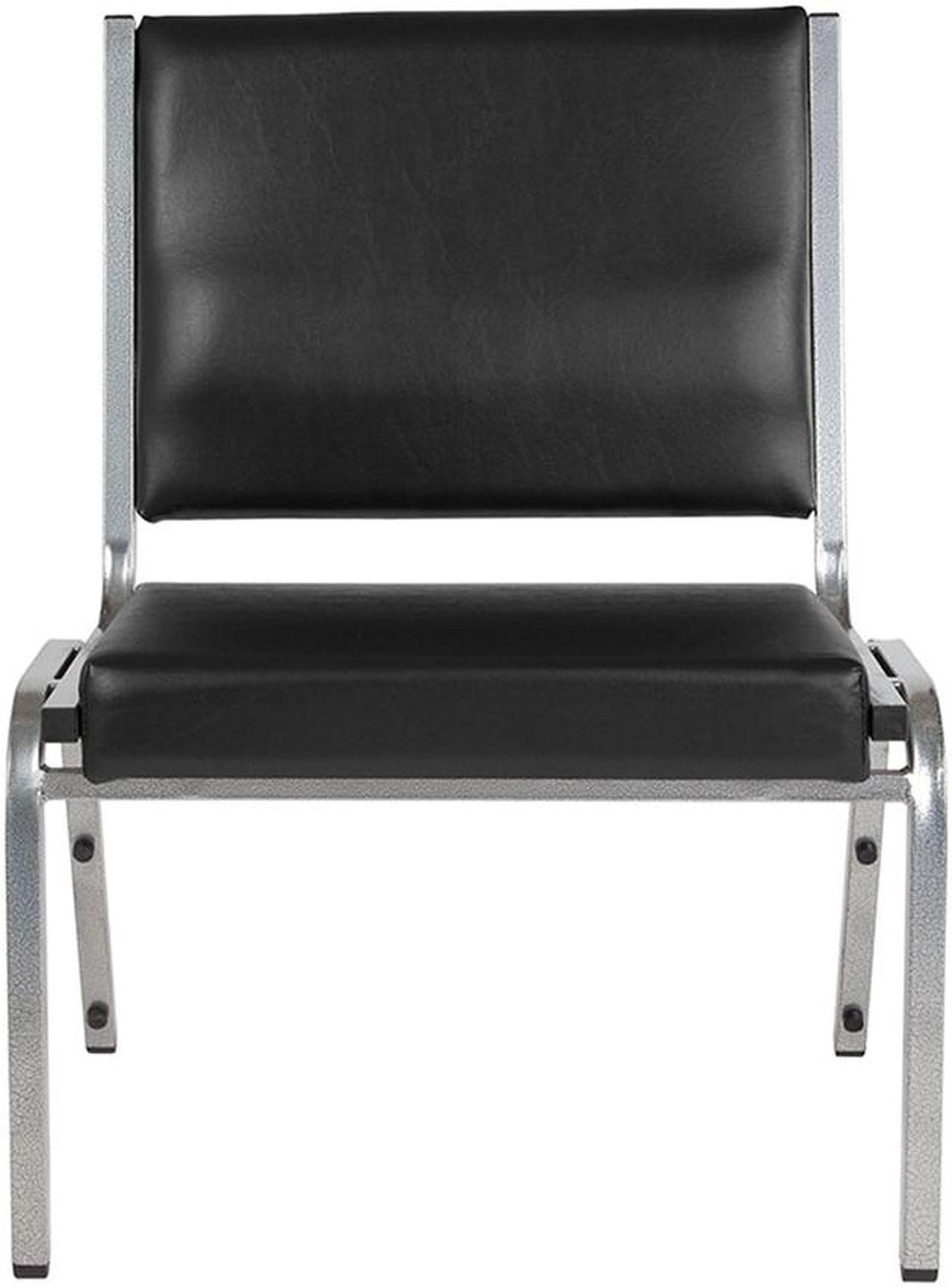 Alt view image 11 of 20 - Flash Furniture HERCULES Series 1500 lb. Rated Antimicrobial Vinyl Bariatric Chair with Silver Vein Frame, Black