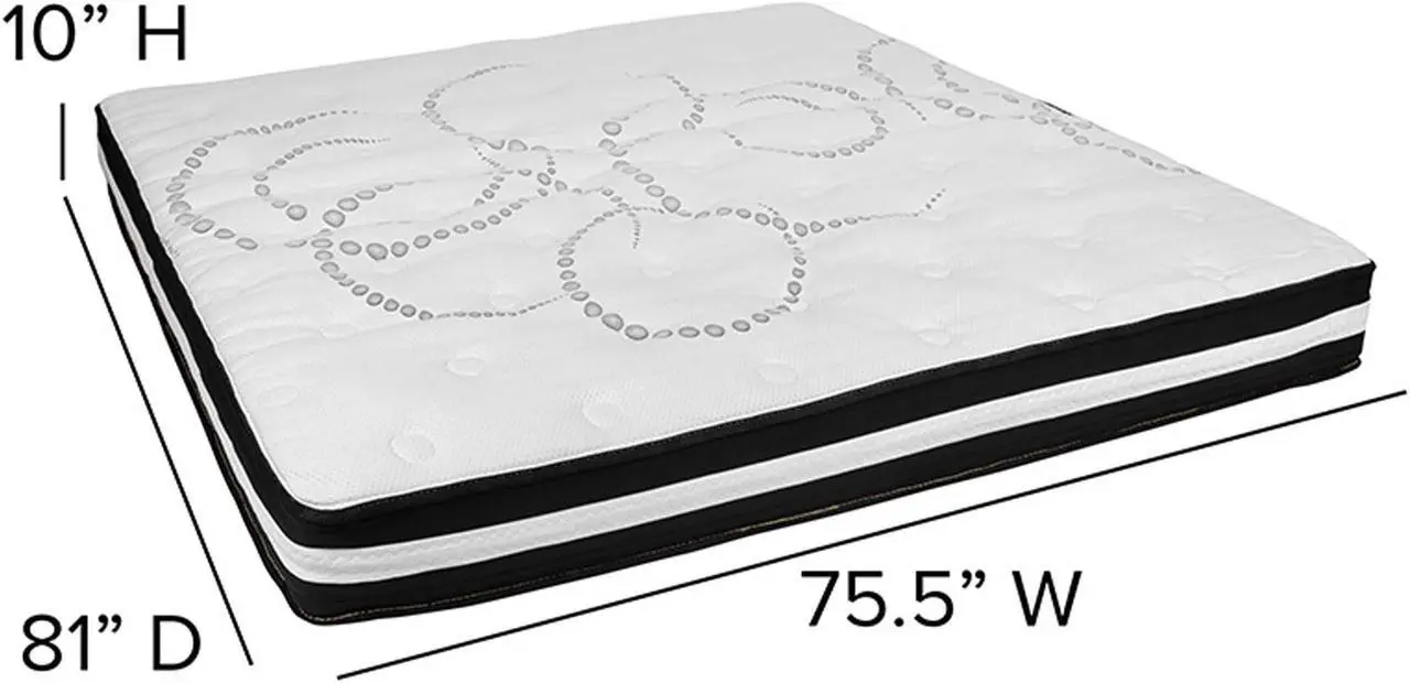 Alt view image 12 of 20 - 14 Inch Metal Platform Bed Frame with 10 Inch Pocket Spring Mattress in a Box (No Box Spring Required) - King
