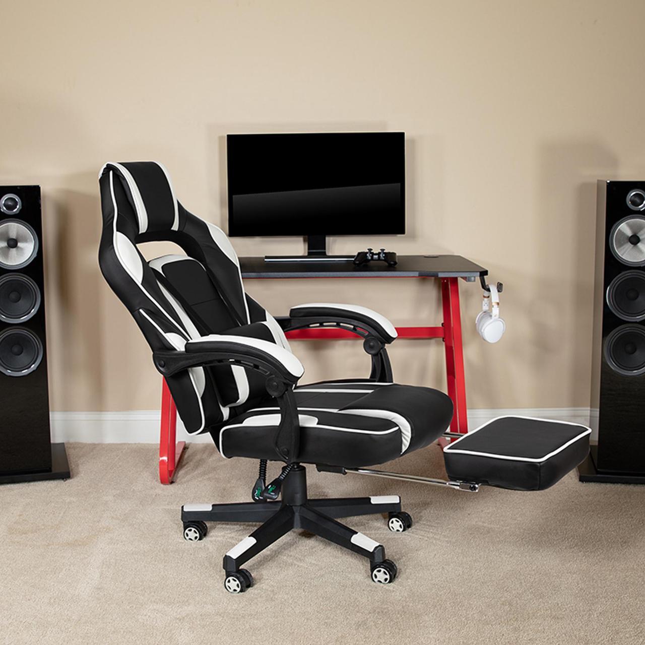 Alt view image 10 of 20 - X40 Gaming Chair Racing Ergonomic Computer Chair with Fully Reclining Back/Arms, Slide-Out Footrest, Massaging Lumbar - White