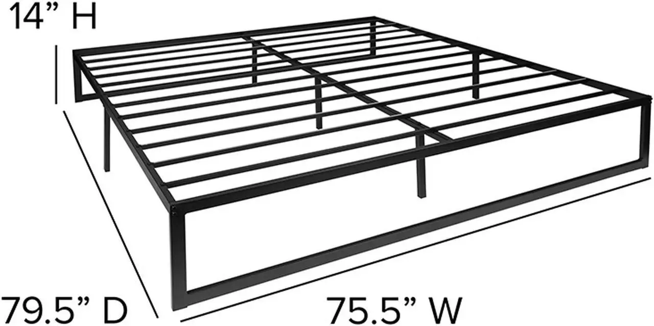 Alt view image 13 of 20 - 14 Inch Metal Platform Bed Frame with 10 Inch Pocket Spring Mattress in a Box (No Box Spring Required) - King