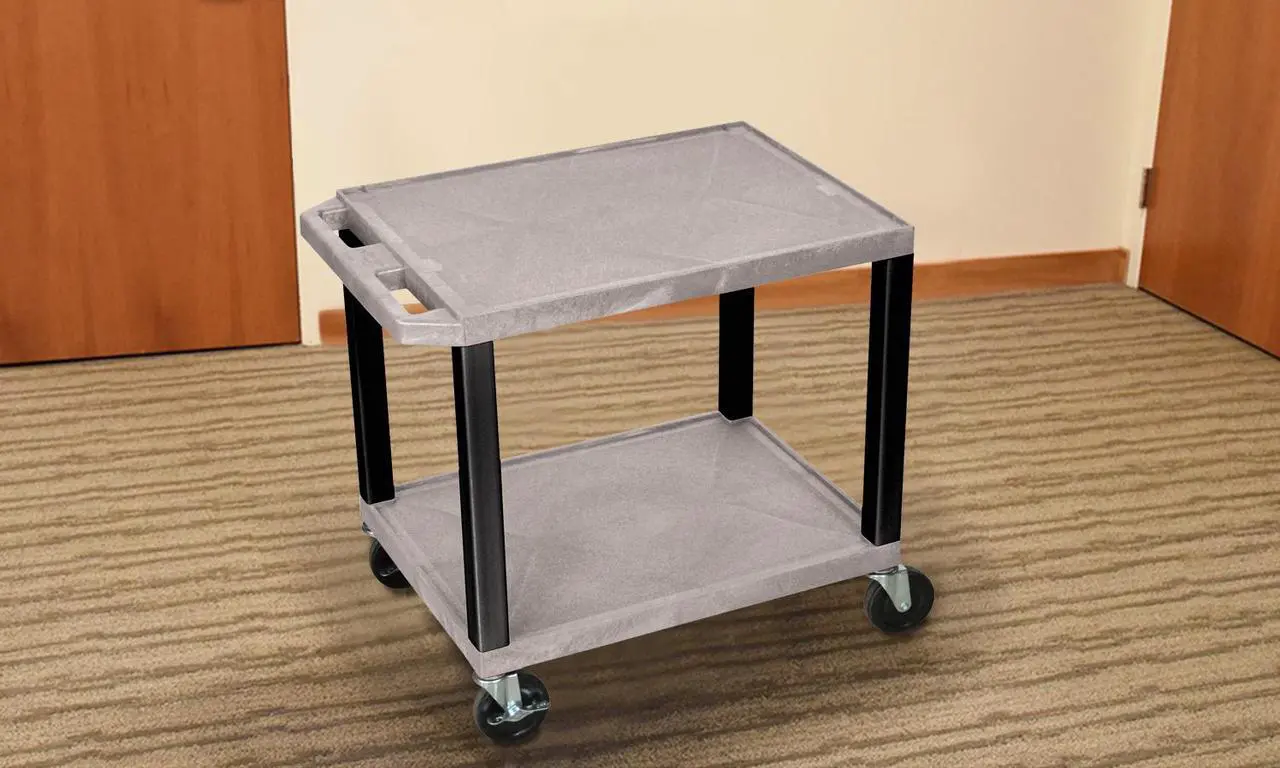 Alt view image 5 of 8 - Luxor WT26GYE-B Tuffy Gray 2 Shelf AV Cart
