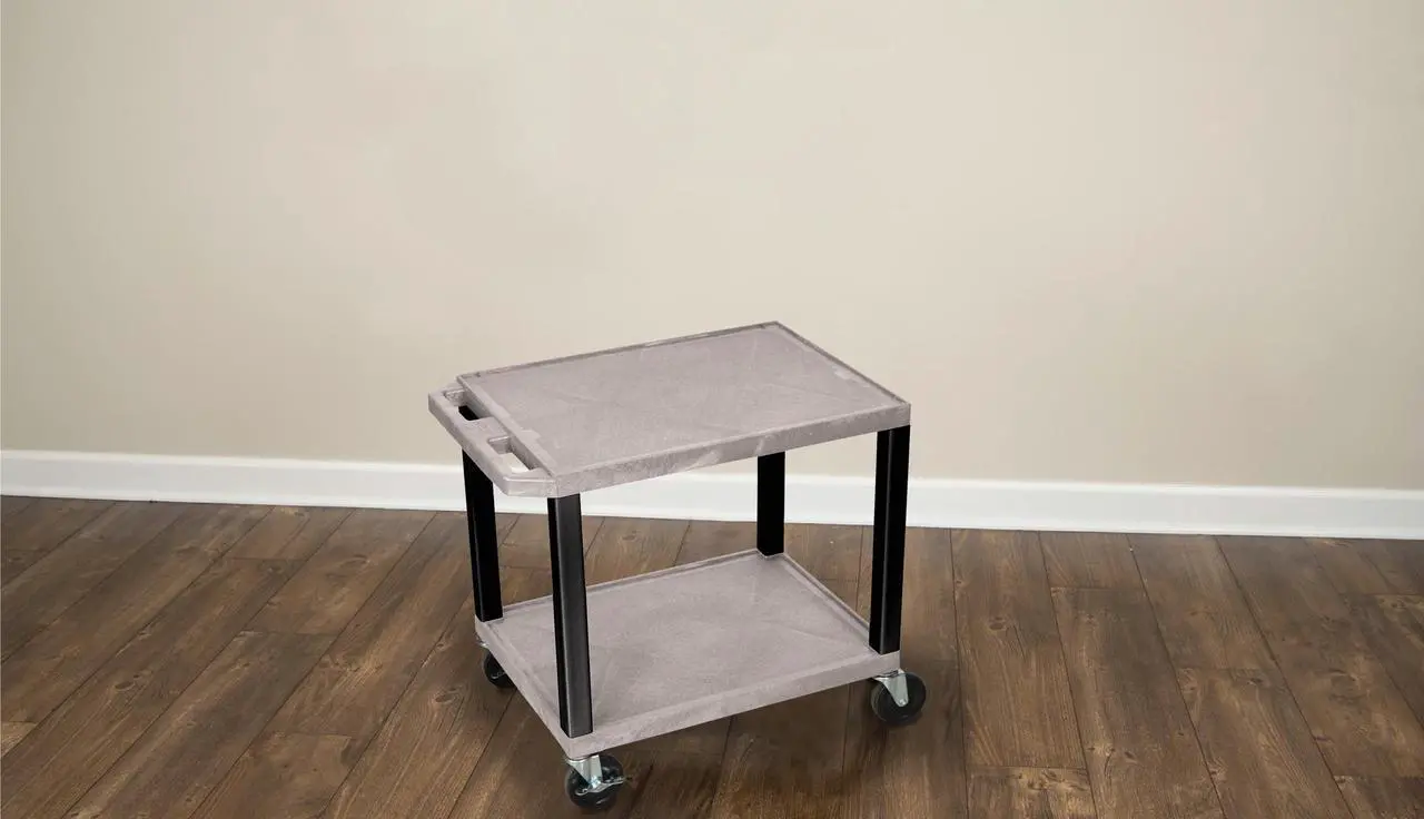 Alt view image 6 of 8 - Luxor WT26GYE-B Tuffy Gray 2 Shelf AV Cart