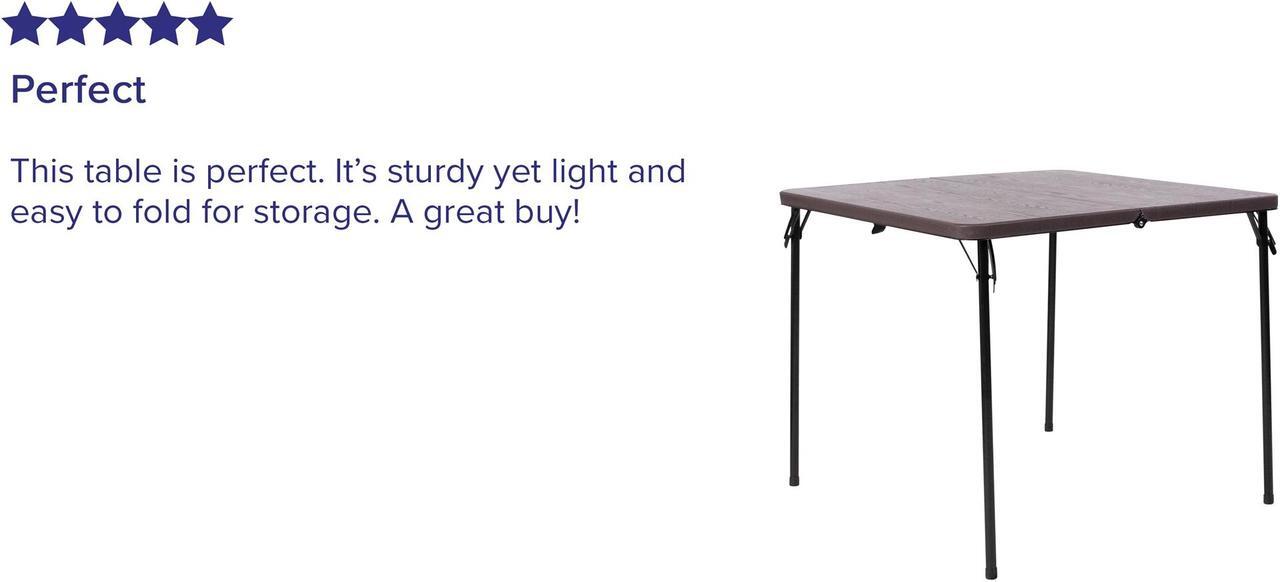 Alt view image 16 of 20 - 2.83-Foot Square Bi-Fold Gray Plastic Folding Table with Carrying Handle