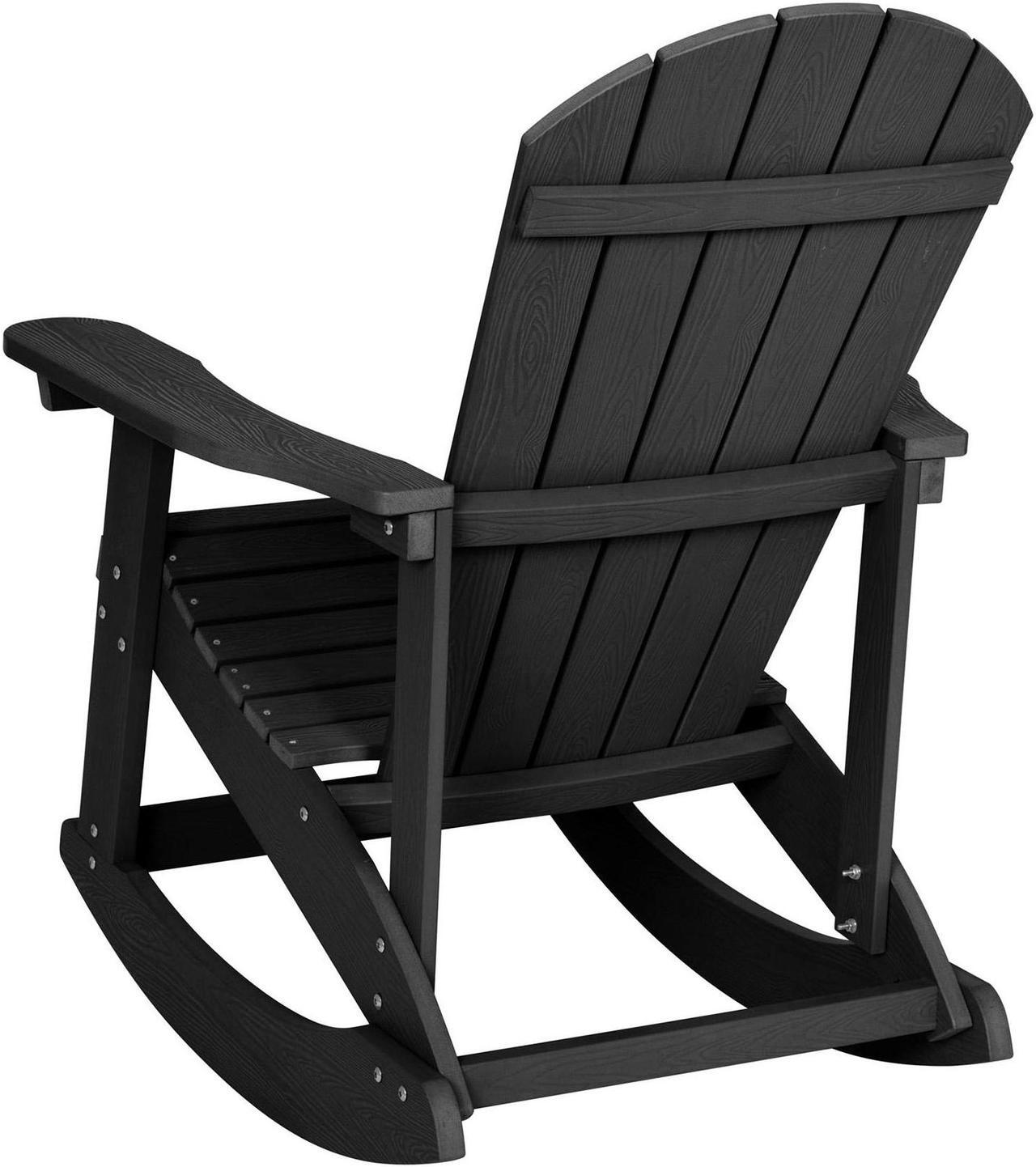 Alt view image 12 of 20 - Savannah All-Weather Poly Resin Wood Adirondack Rocking Chair with Rust Resistant Stainless Steel Hardware in Black - Set of 2