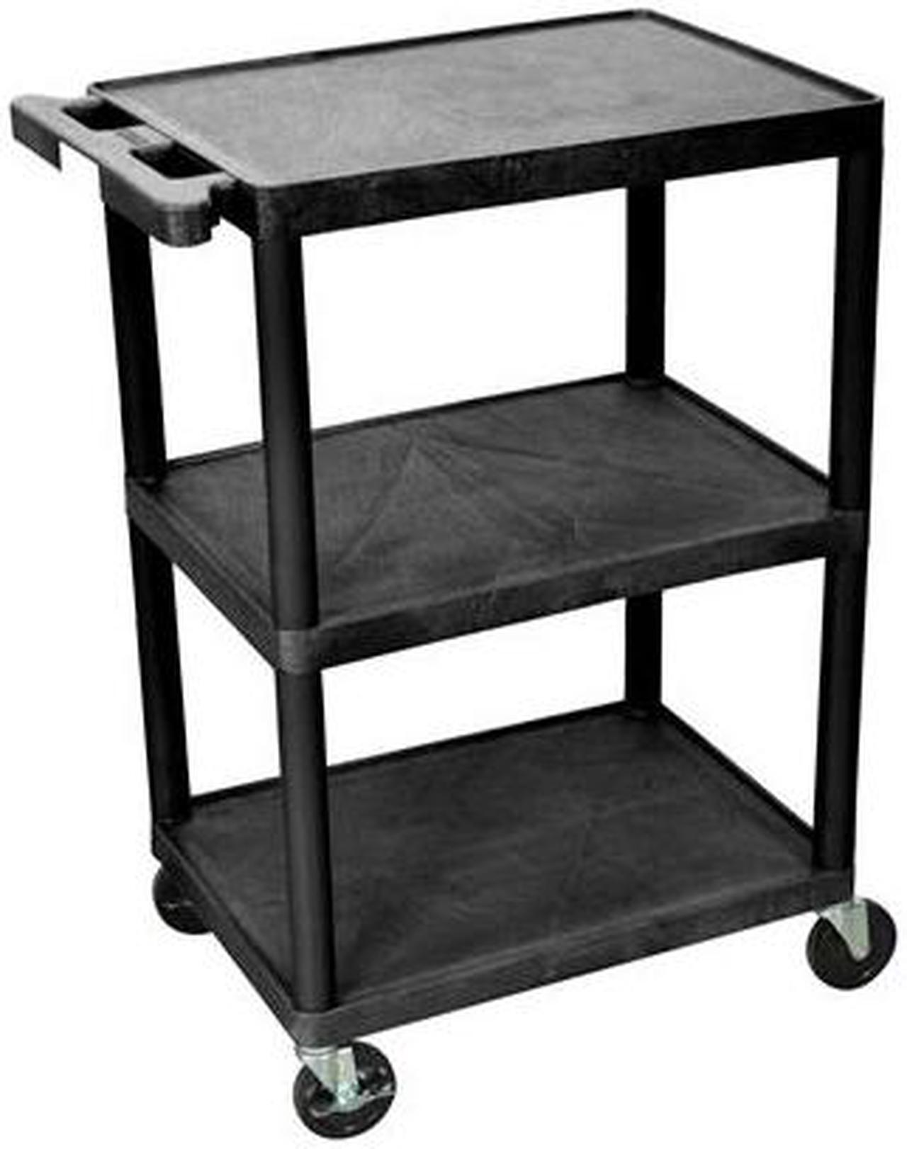 Main image of Luxor 3 Shelves Multipurpose Storage Structural Foam Plastic Service Utility Cart - Black