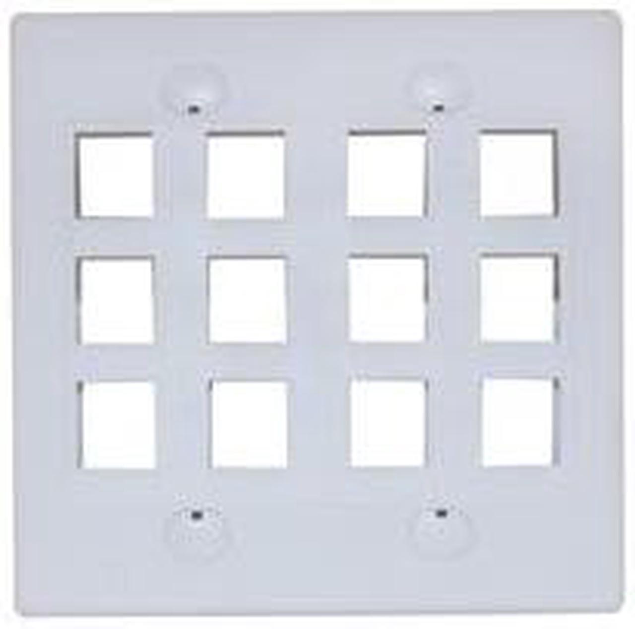 Main image of Cable Wholesale Dual Gang Wall Plate, 12 Hole for keystone Jack , White