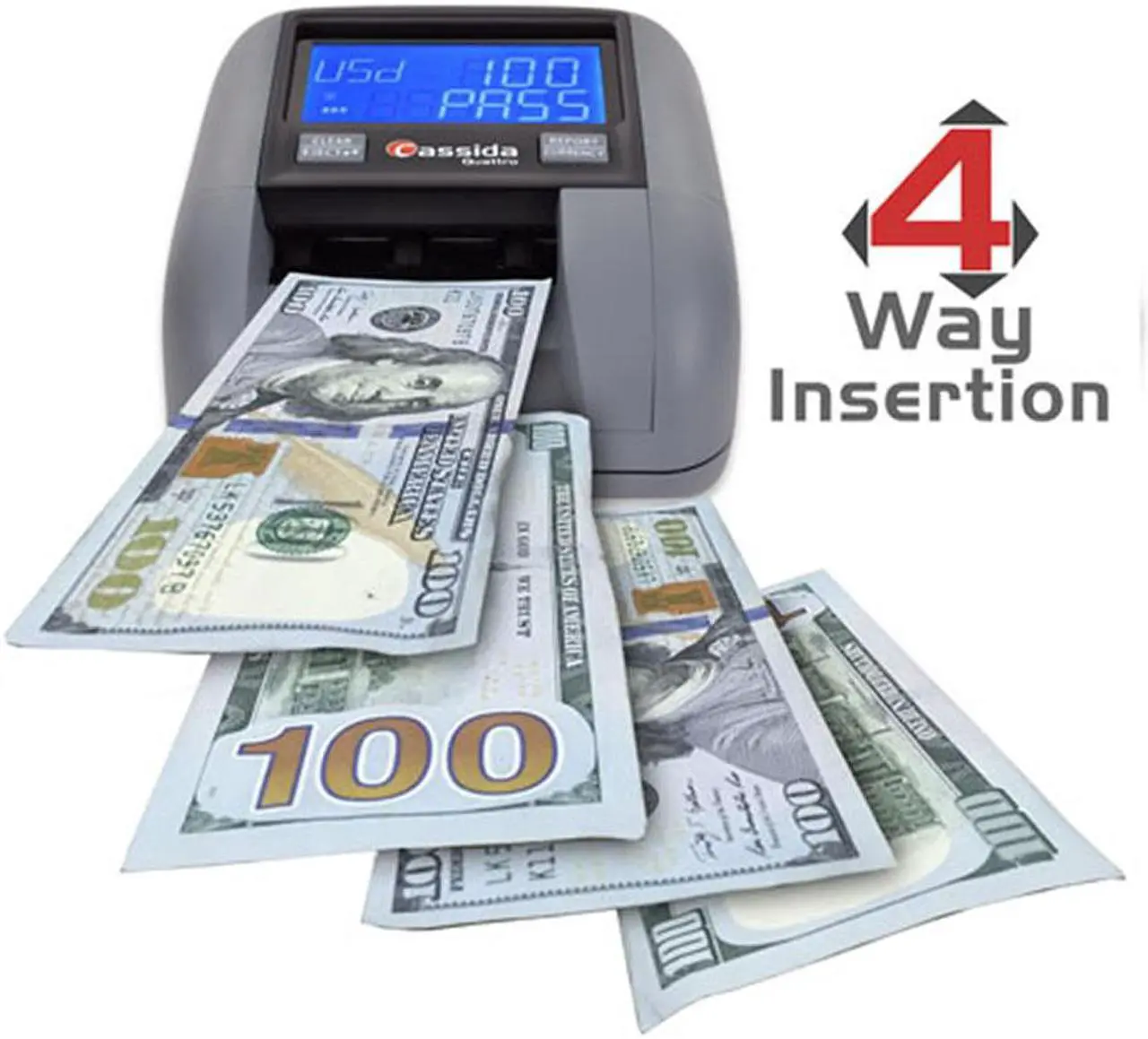 Alt view image 2 of 6 - Cassida Quattro  4-Way Counterfeit Detector - Infrared; Magnetic Strip Detection - Magnetic Thread Security - UV Light - U.S. Currency