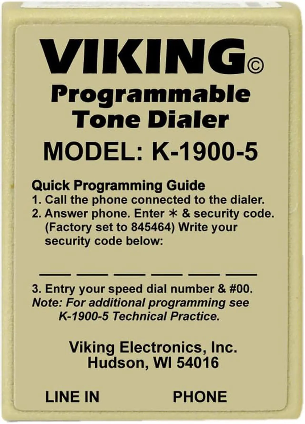 Alt view image 2 of 13 - Viking Electronics - K-1900-5 - Viking Electronics K-1900-5 Touch Tone Dialer - 2.1 Width x 1 Depth x 2.9 Height