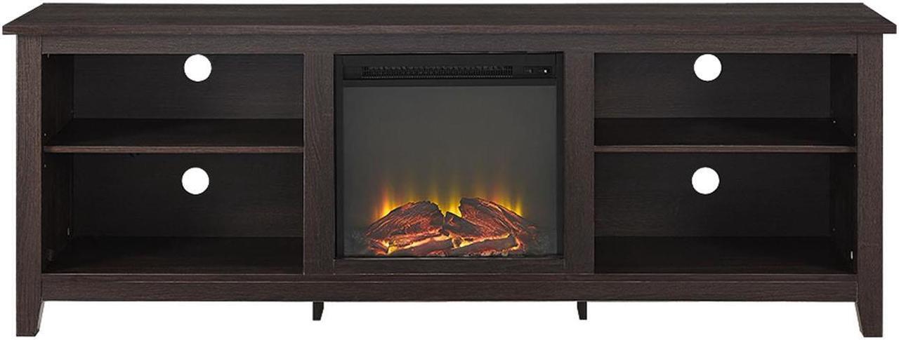 Alt view image 5 of 14 - Walker Edison W70FP18ES 70 x 24 in. Fireplace TV Stand - Espresso