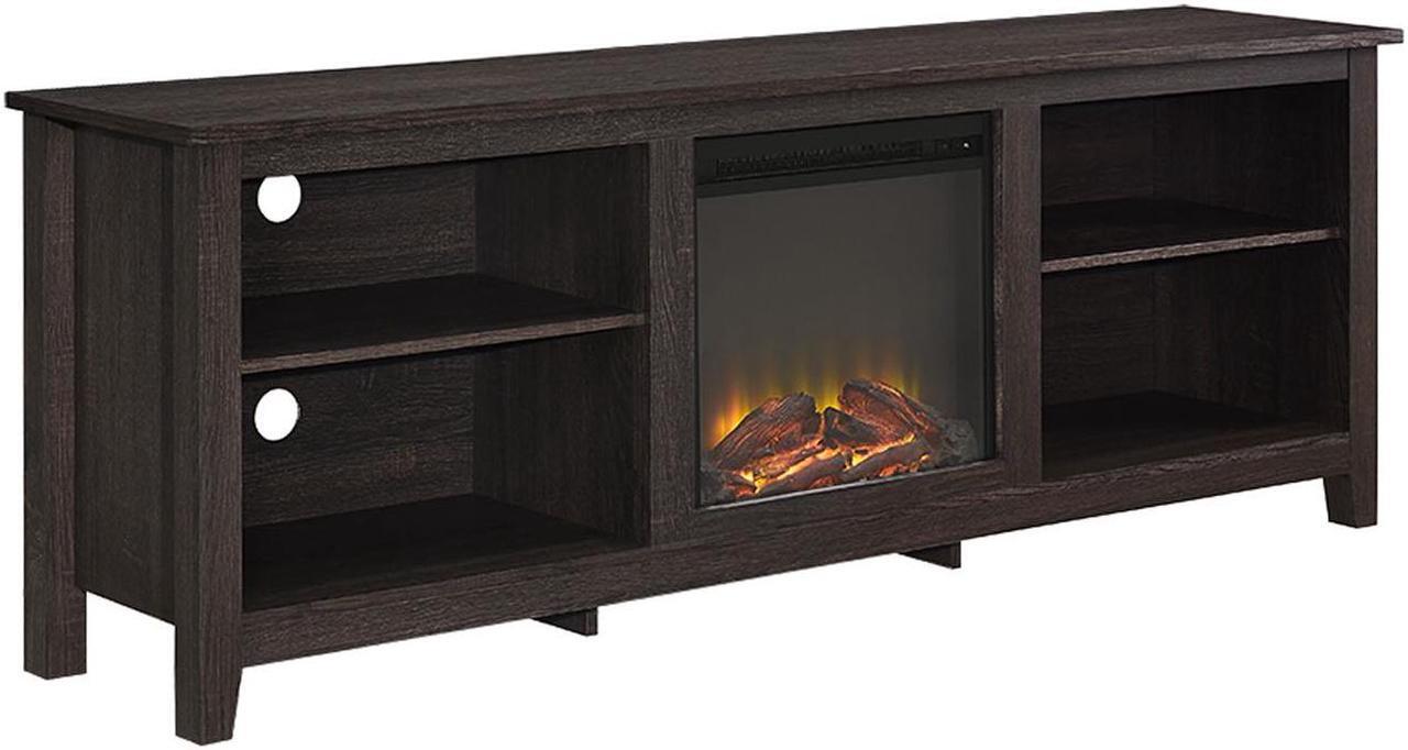 Alt view image 6 of 14 - Walker Edison W70FP18ES 70 x 24 in. Fireplace TV Stand - Espresso