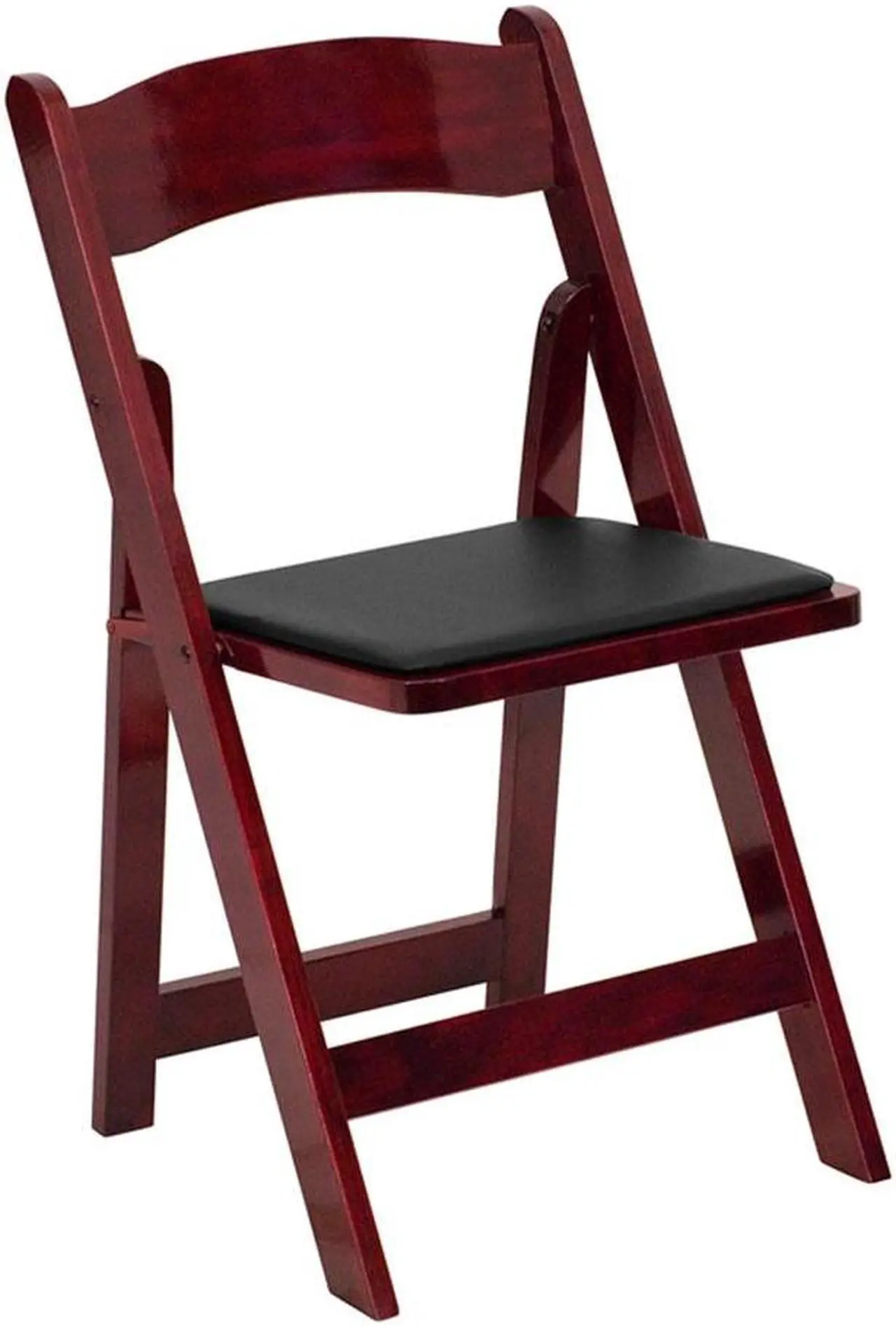 Alt view image 5 of 20 - 2 Pack HERCULES Series Mahogany Wood Folding Chair with Vinyl Padded Seat