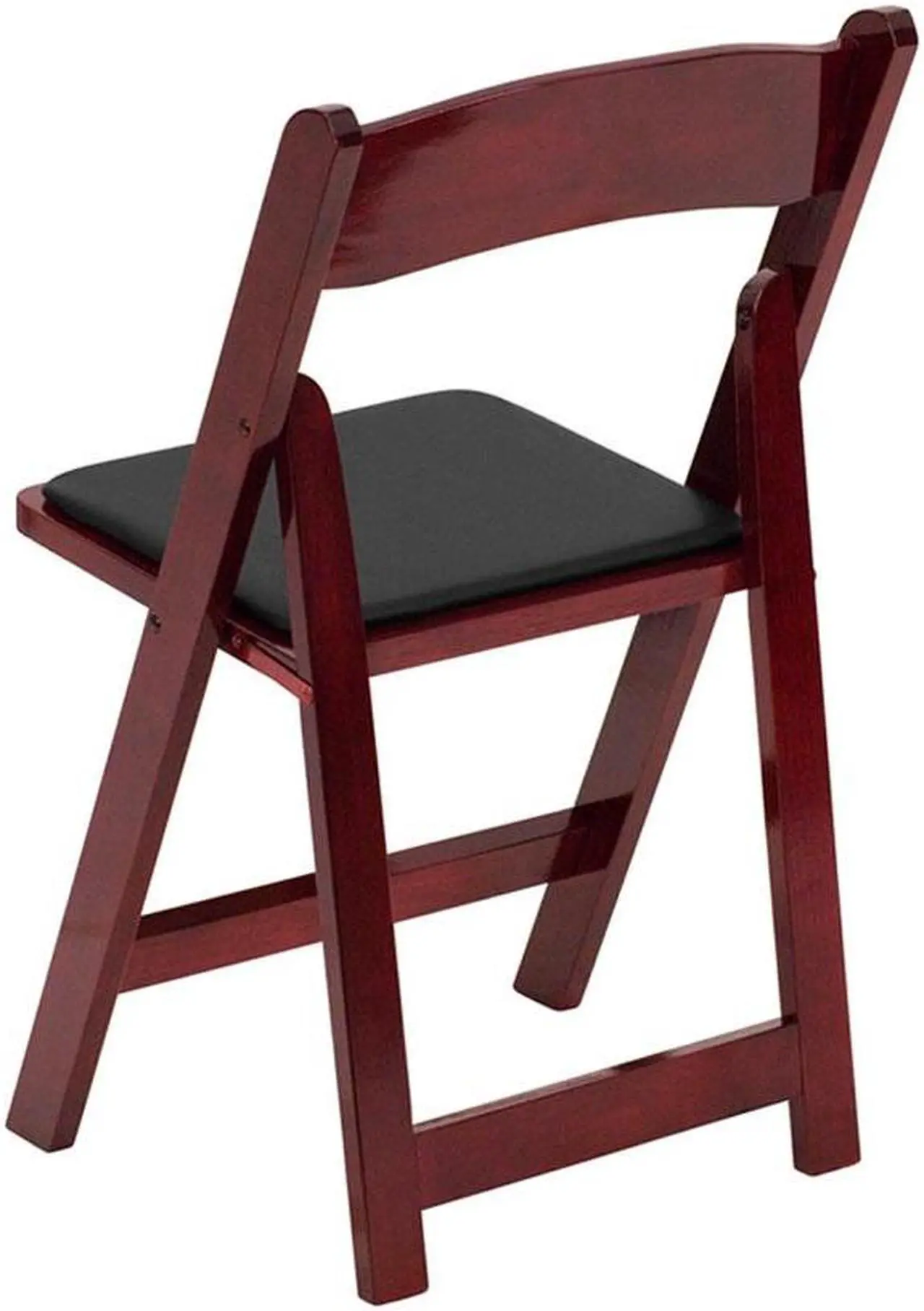 Alt view image 7 of 20 - 2 Pack HERCULES Series Mahogany Wood Folding Chair with Vinyl Padded Seat
