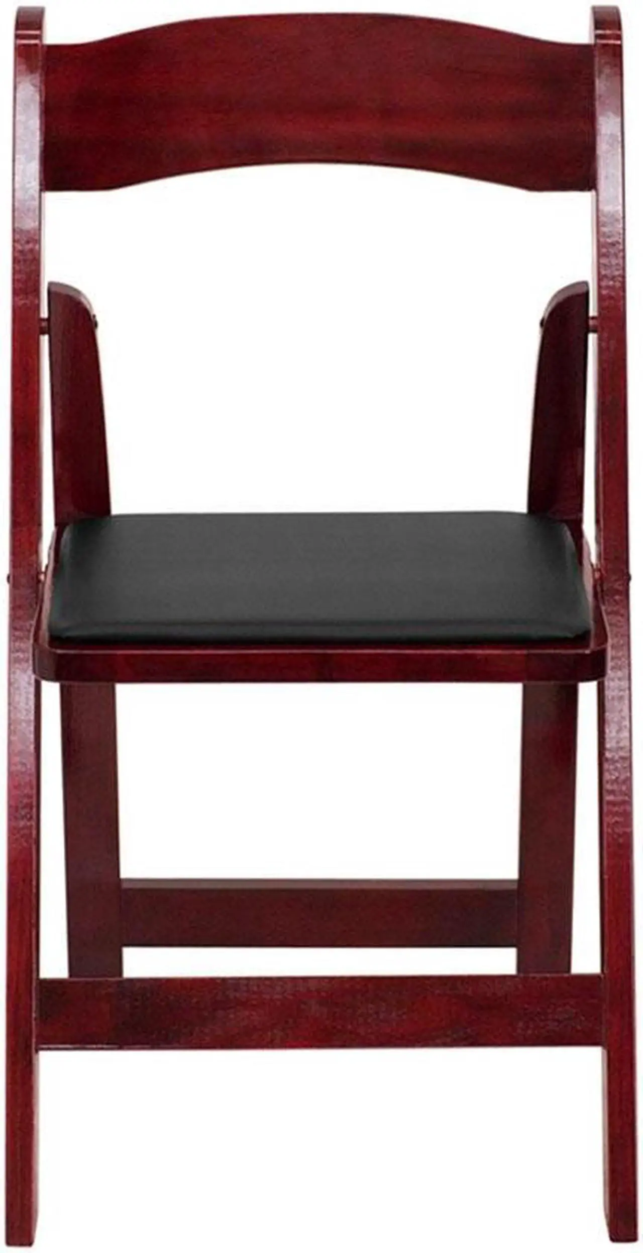 Alt view image 8 of 20 - 2 Pack HERCULES Series Mahogany Wood Folding Chair with Vinyl Padded Seat