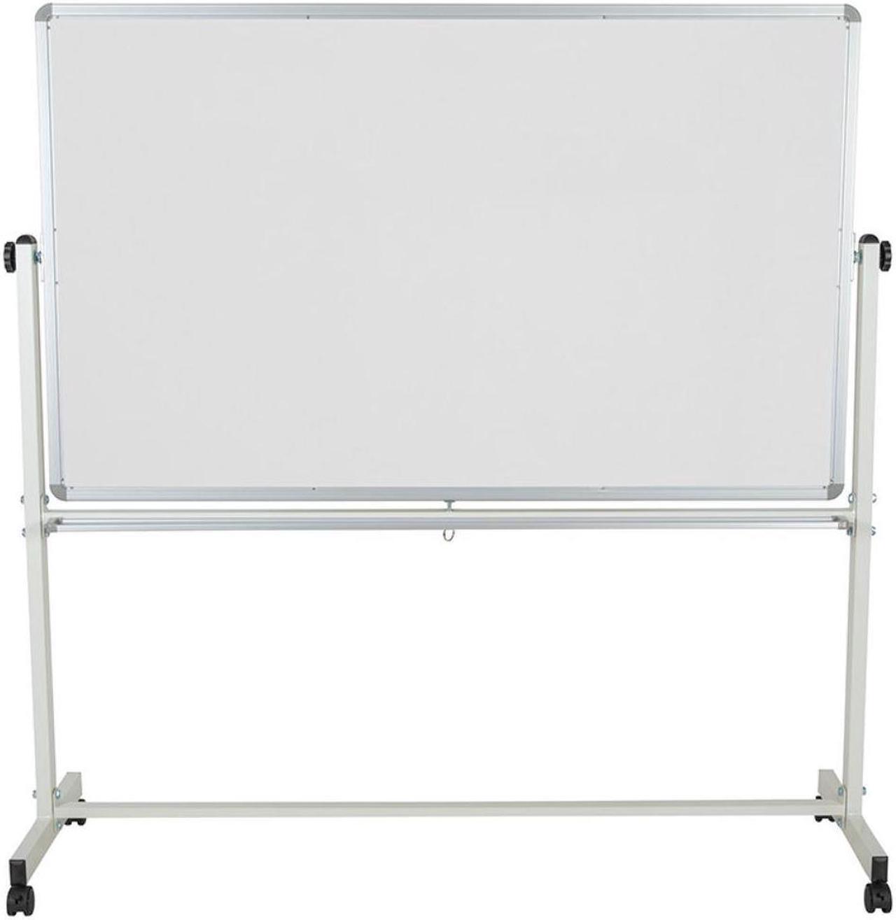 Alt view image 16 of 20 - HERCULES Series 64.25"W x 64.75"H Reversible Mobile Cork Bulletin Board and White Board with Pen Tray