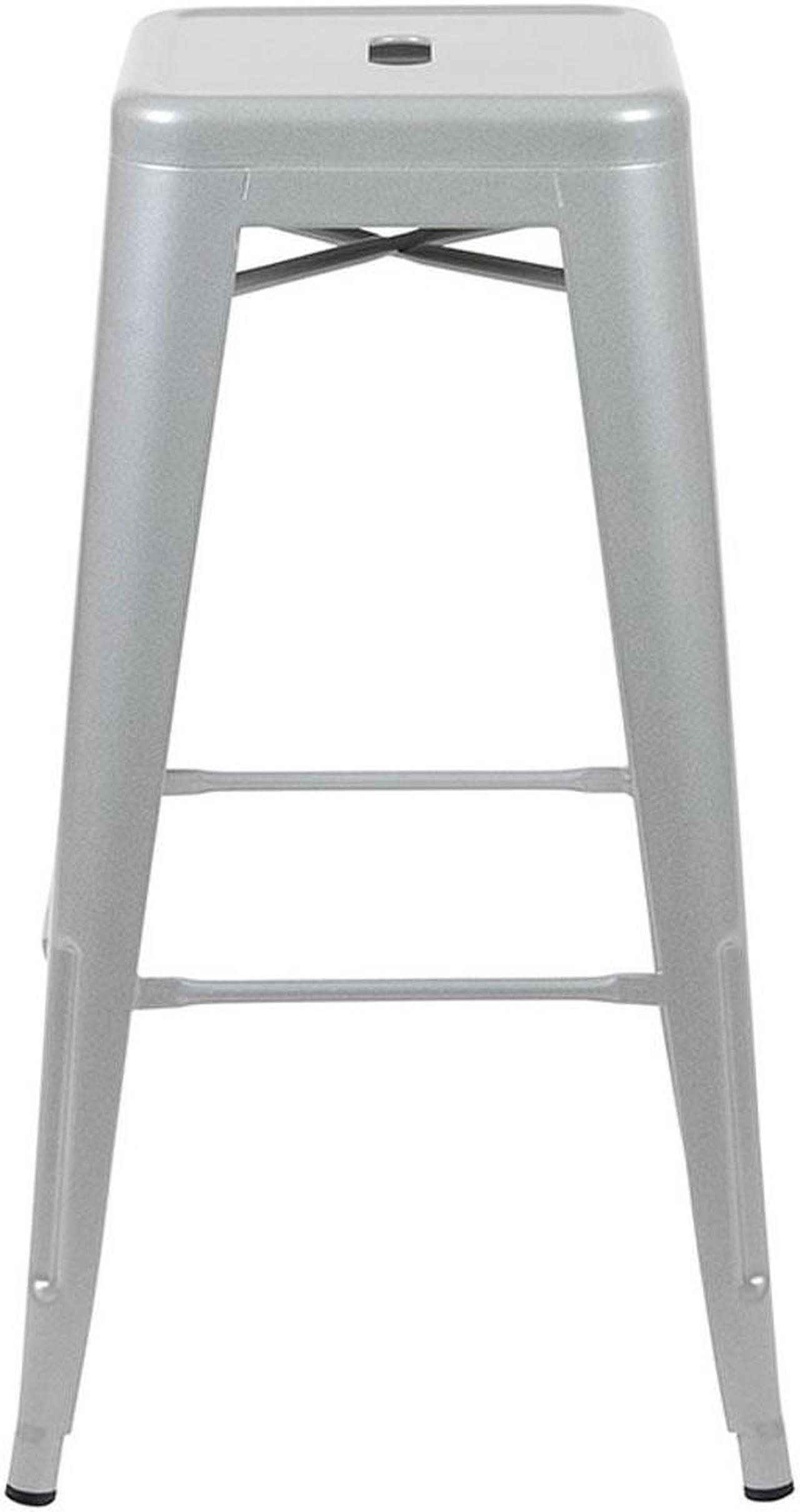 Alt view image 12 of 20 - 30" High Metal Indoor Bar Stool in Silver - Stackable Set of 4