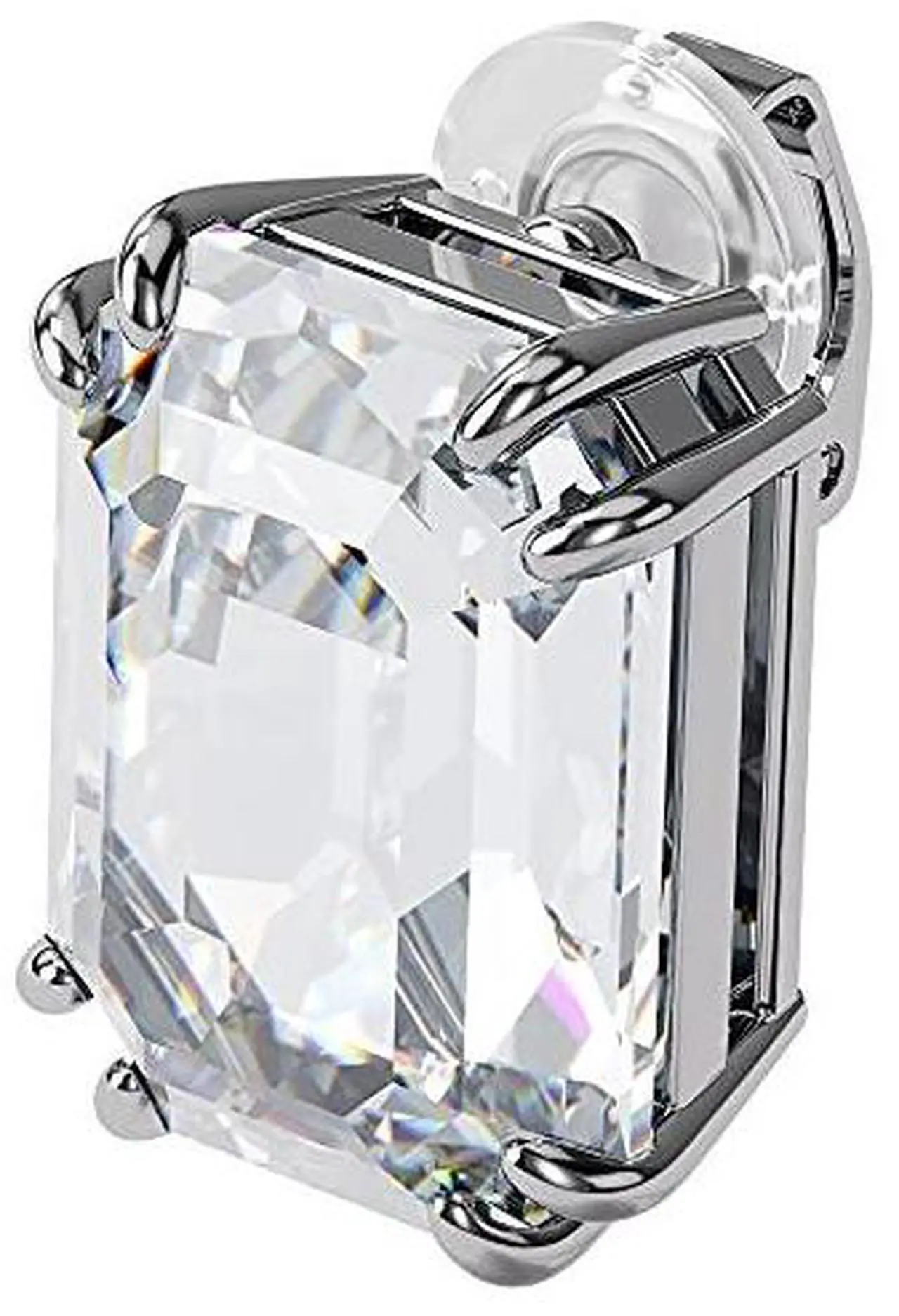 Alt view image 2 of 3 - Swarovski Mesmera clip Earring Single - Octagon cut crystal - White - Rhodium Plated