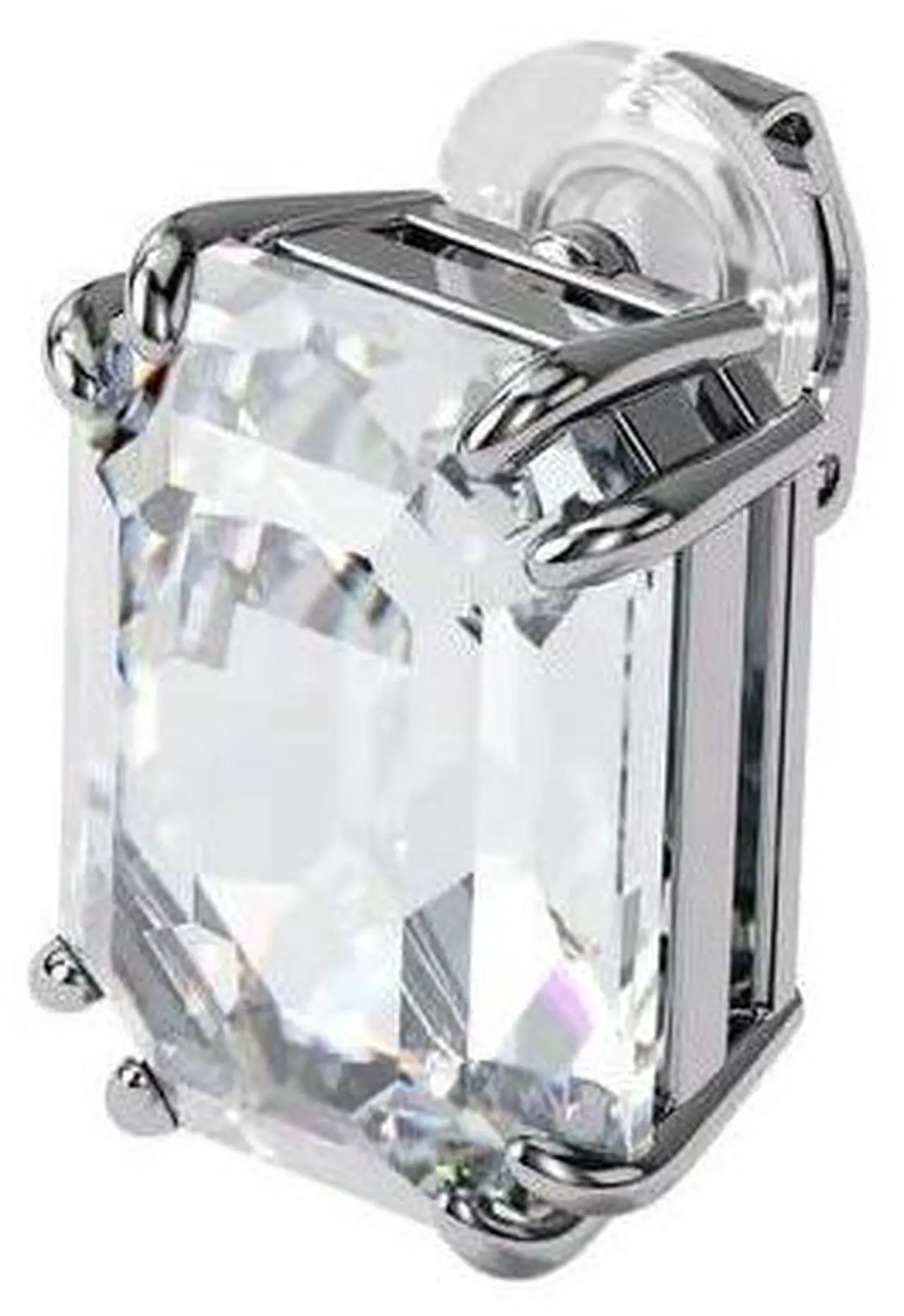 Alt view image 3 of 3 - Swarovski Mesmera clip Earring Single - Octagon cut crystal - White - Rhodium Plated