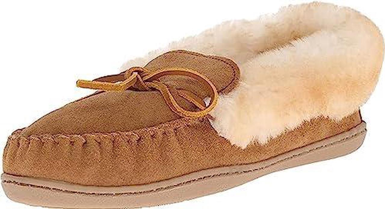 Alt view image 2 of 3 - Minnetonka Womens Alpine Sheepskin Moccasin - Golden Tan - Size 9