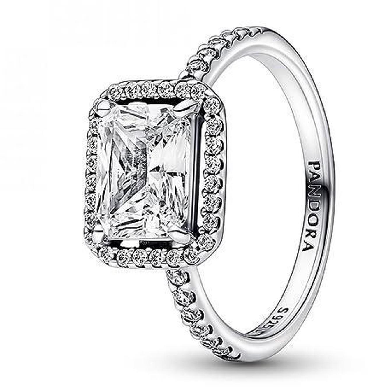 Main image of Pandora Rectangular Sparkling Halo Ring