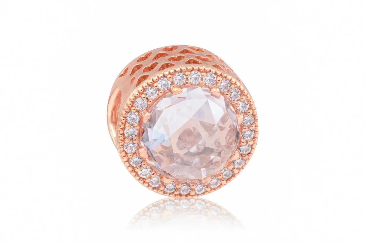 Alt view image 4 of 4 - Pandora Jewelry Sparkling Clear Cubic Zirconia Charm in Pandora Rose