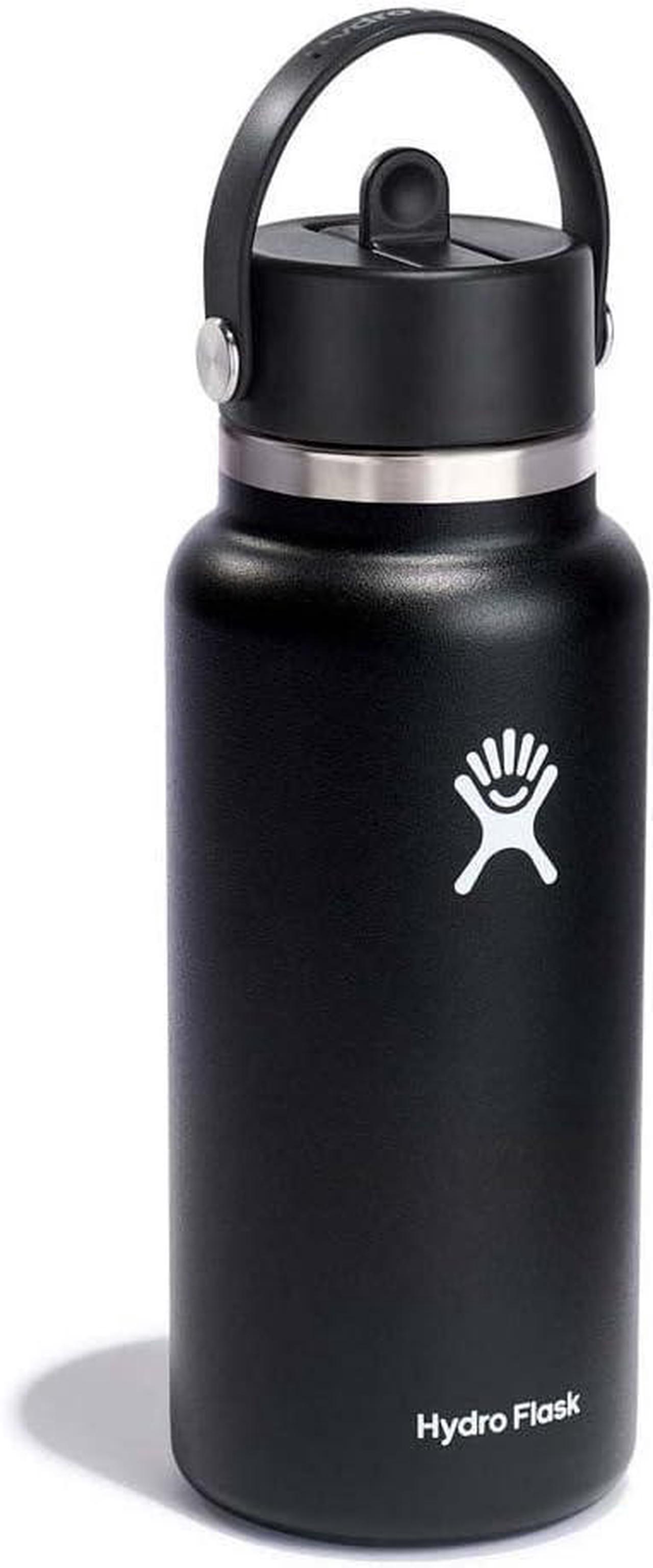 Alt view image 2 of 4 - Hydro Flask 32 Oz Stainless Steel Wide Mouth Water Bottle with Flex Straw Lid, Black