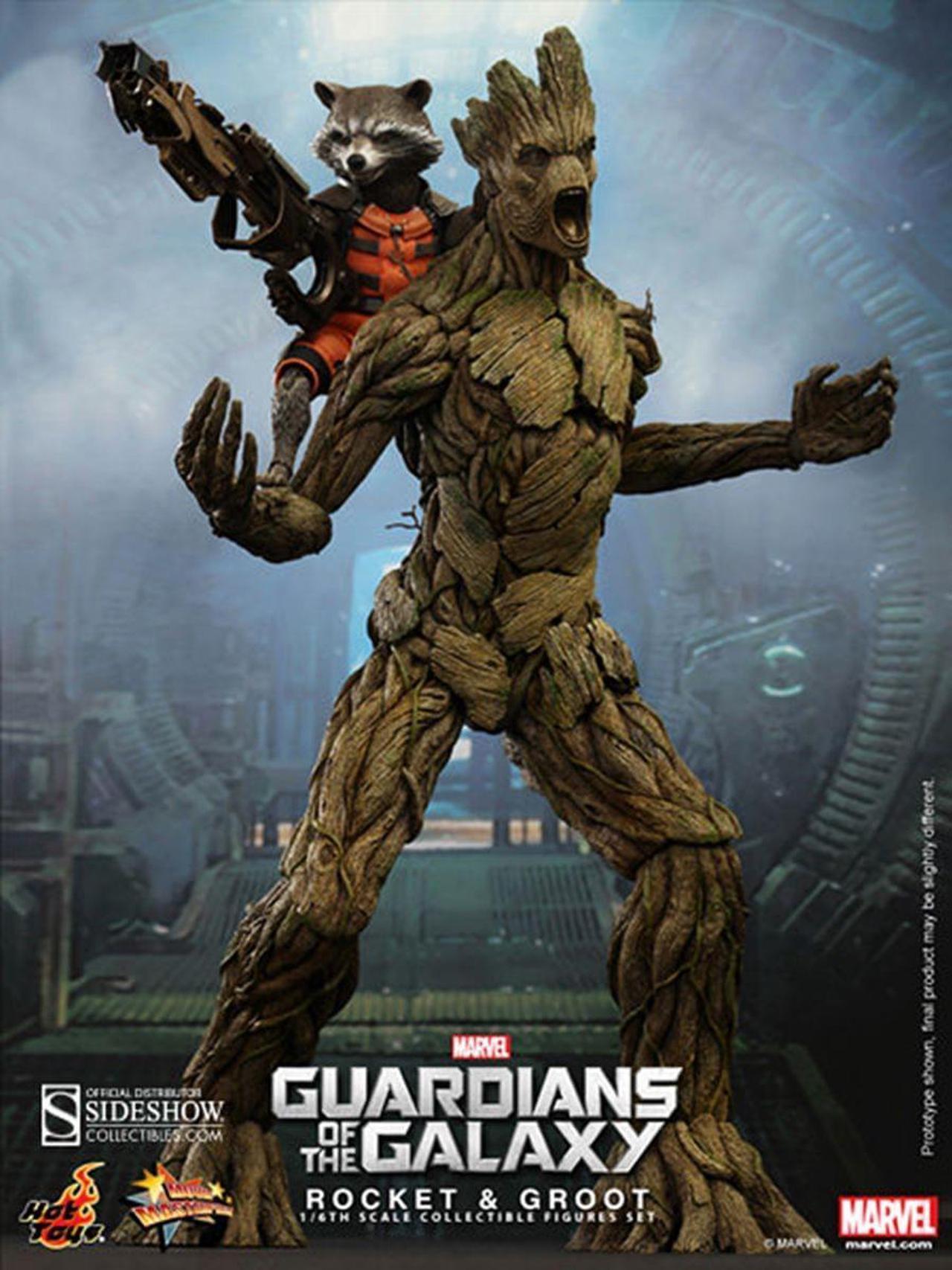 Guardians of the Galaxy Hot Toys 1/6th Scale Action Figure Set Rocket and Groot