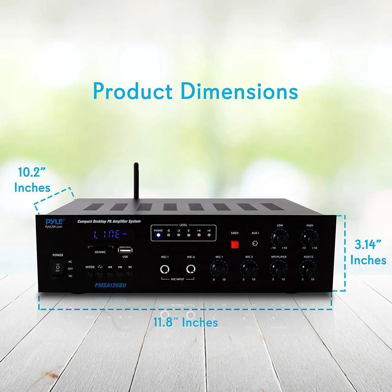 Alt view image 4 of 7 - Bluetooth Public Address Amplifier - Compact PA Speaker & Microphone Receiver System with 70V/100V Output, MP3/USB/SD Readers, FM Radio (500 Watt)