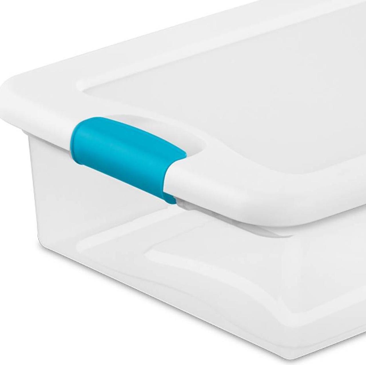 Alt view image 6 of 10 - Sterilite 1496 32-Quart Clear & Blue Stackable Latching Storage Box Container