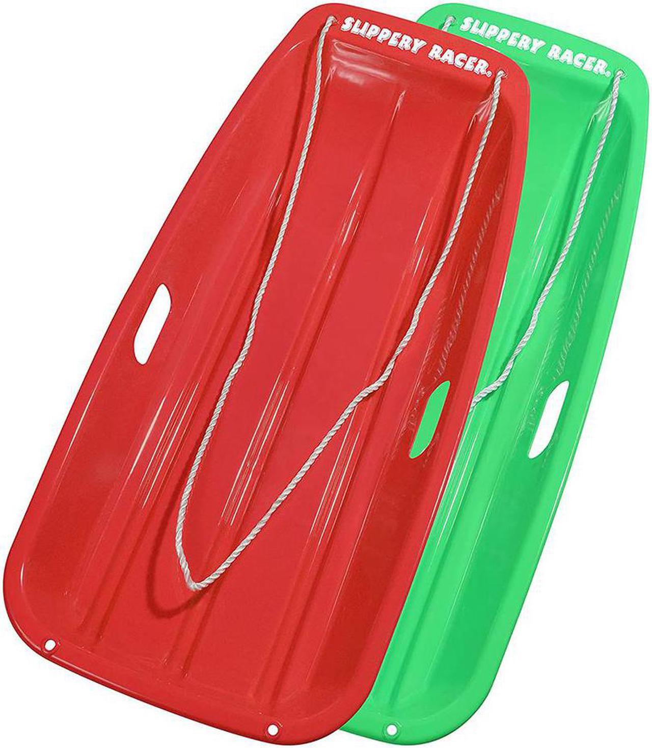 Main image of Slippery Racer Downhill Sprinter Winter Toboggan Snow Sled, Red & Green (2 Pack)