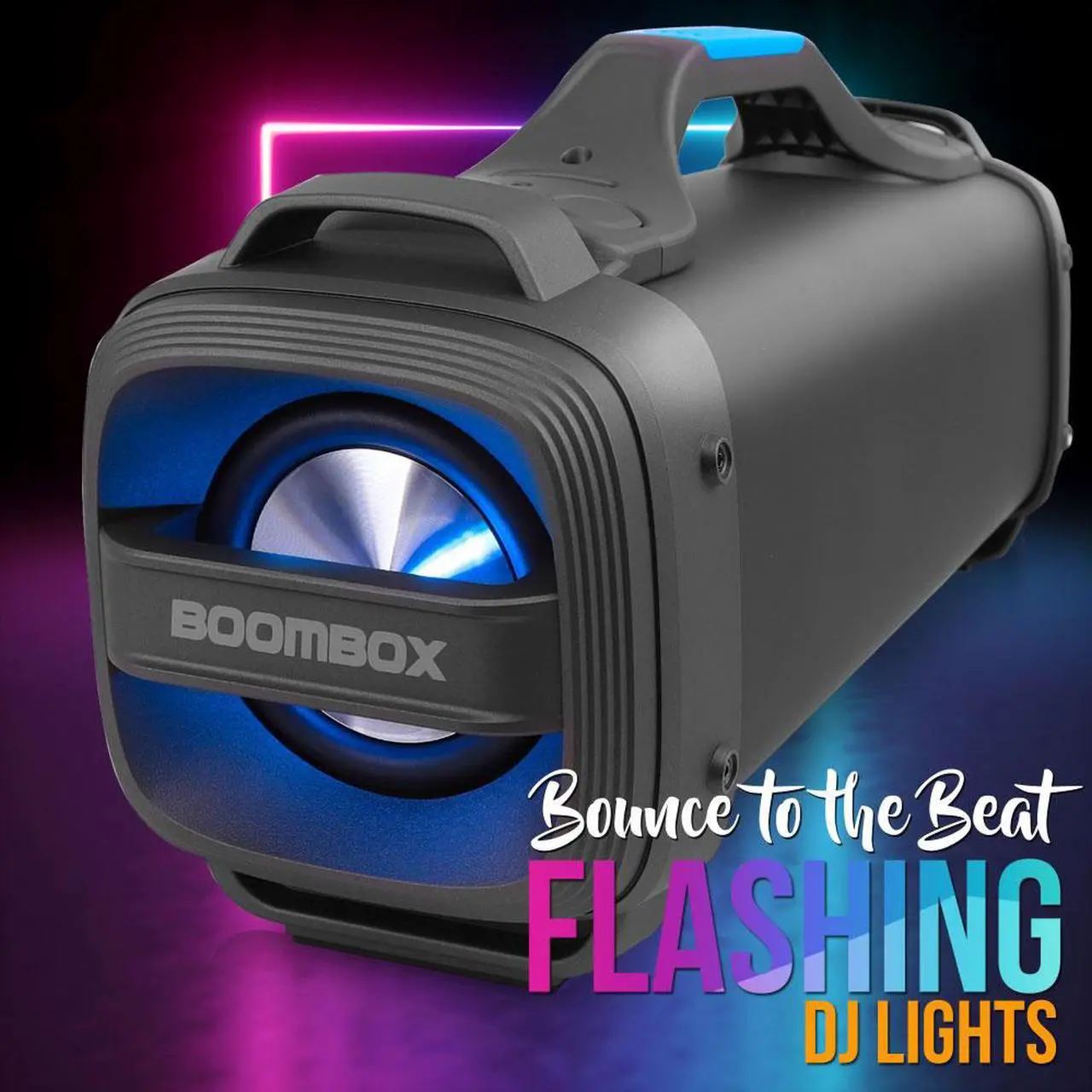 Alt view image 4 of 7 - Pyle PBMSPG148 Bluetooth Boombox Karaoke Speaker System with DJ Party Lights