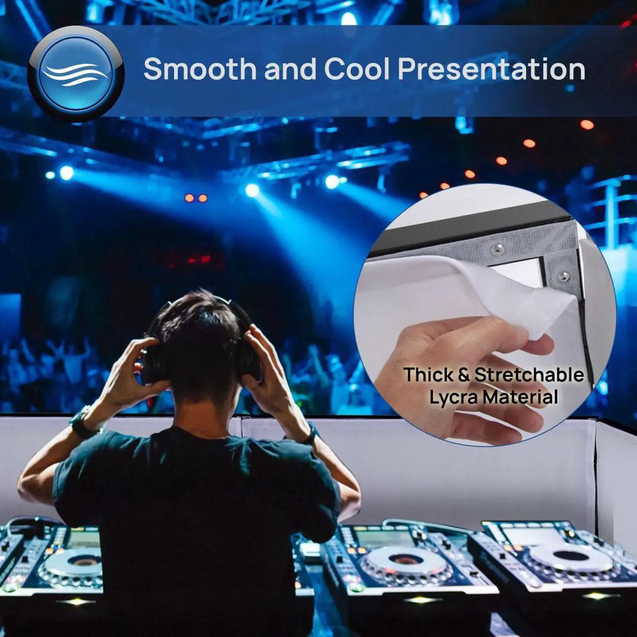 Alt view image 6 of 7 - Pyle PDJFAC02 20x68x16 Inch Tabletop DJ Booth Cover Screen Scrim Panel Facade