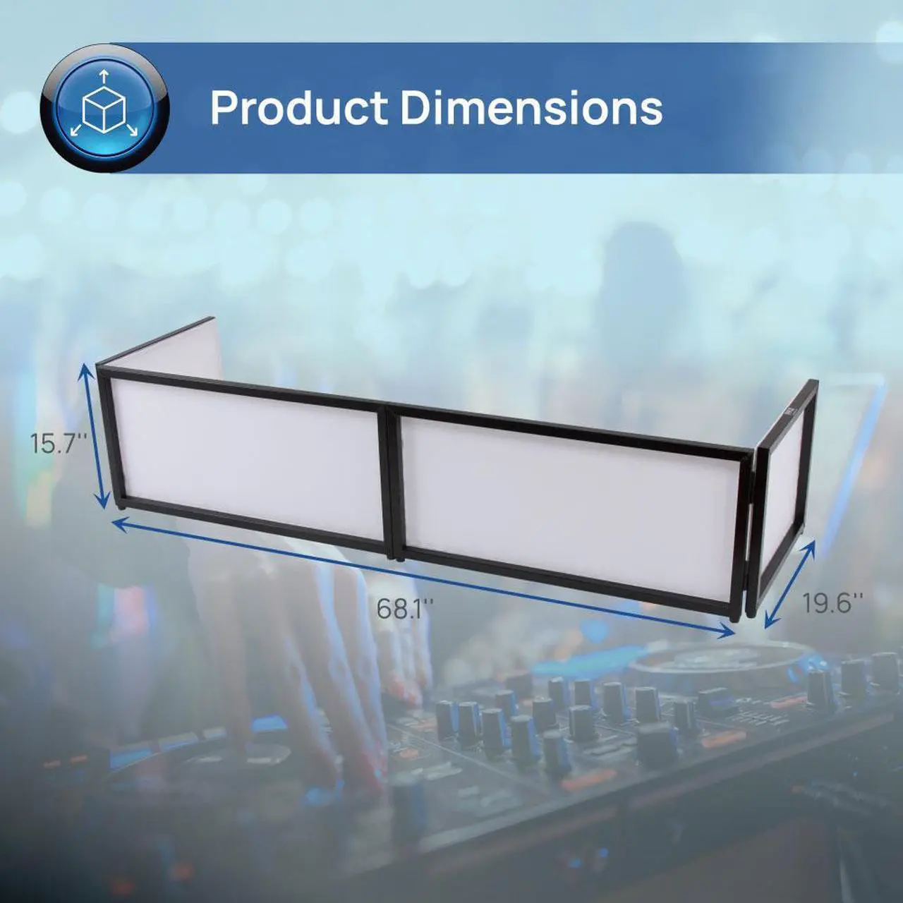 Alt view image 4 of 7 - Pyle PDJFAC02 20x68x16 Inch Tabletop DJ Booth Cover Screen Scrim Panel Facade