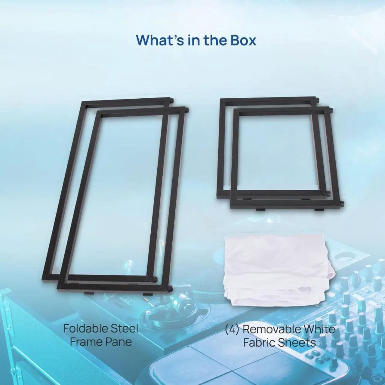 Alt view image 7 of 7 - Pyle PDJFAC02 20x68x16 Inch Tabletop DJ Booth Cover Screen Scrim Panel Facade