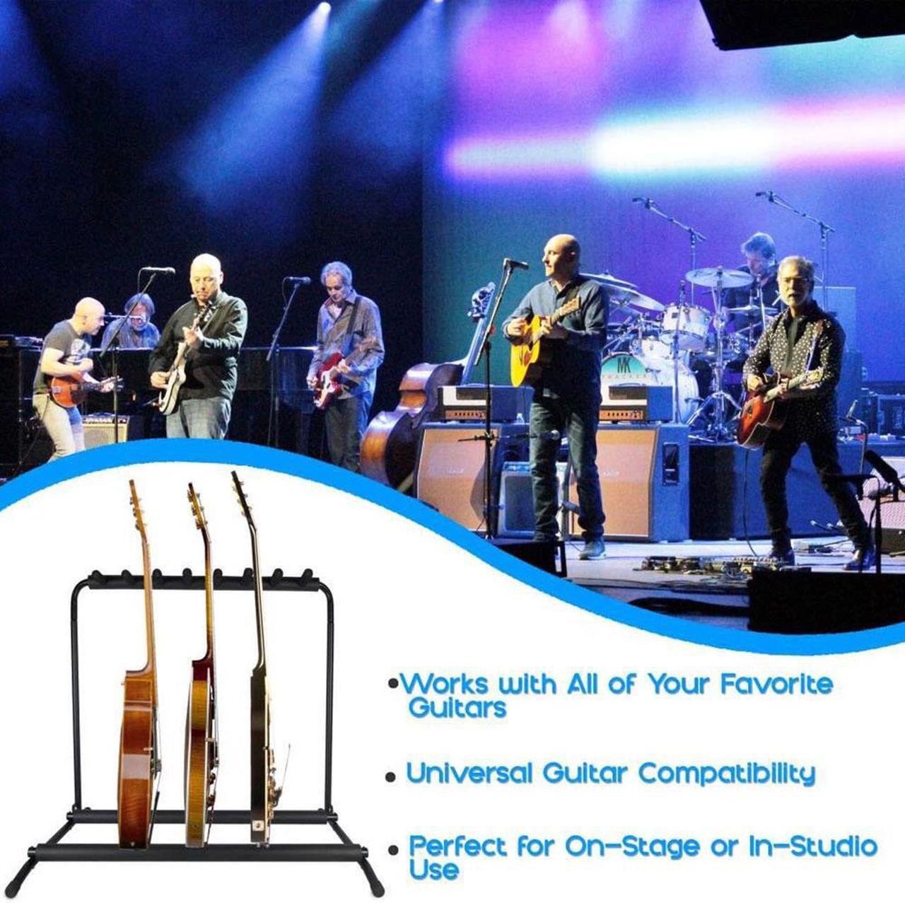 Alt view image 5 of 10 - Pyle PGST43 Multi Instrument 7 Slot Universal Guitar Floor Stand Rack Holder