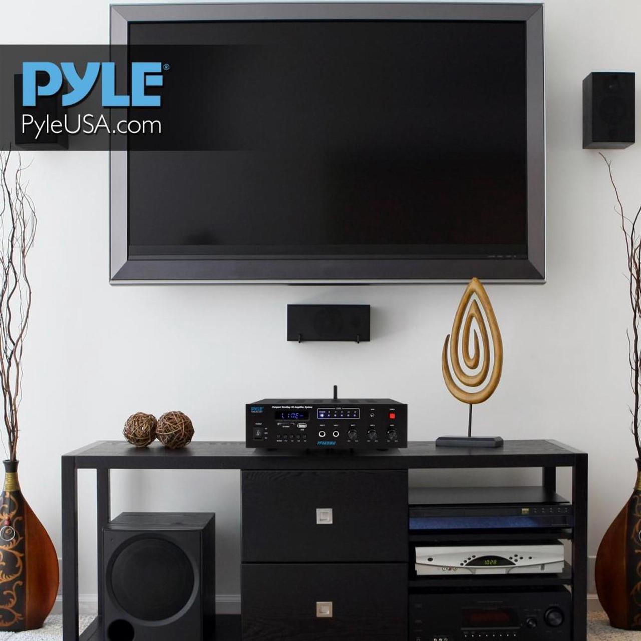 Alt view image 20 of 20 - Bluetooth Public Address Amplifier - Compact PA Speaker & Microphone Receiver System with (2) Mic Inputs, MP3/USB/SD Readers, FM Radio (300 Watt)