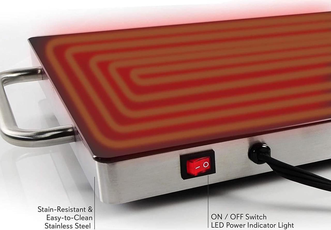 Alt view image 8 of 9 - NUTRICHEF  Nutrichef Electric Warming Tray / Food Warmer with Non-Stick Heat-Resistant Glass Plate