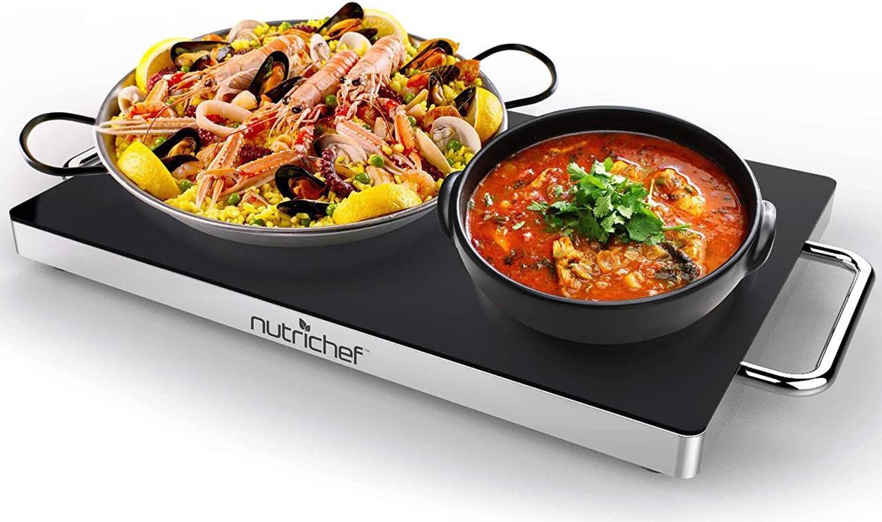Alt view image 6 of 9 - NUTRICHEF  Nutrichef Electric Warming Tray / Food Warmer with Non-Stick Heat-Resistant Glass Plate