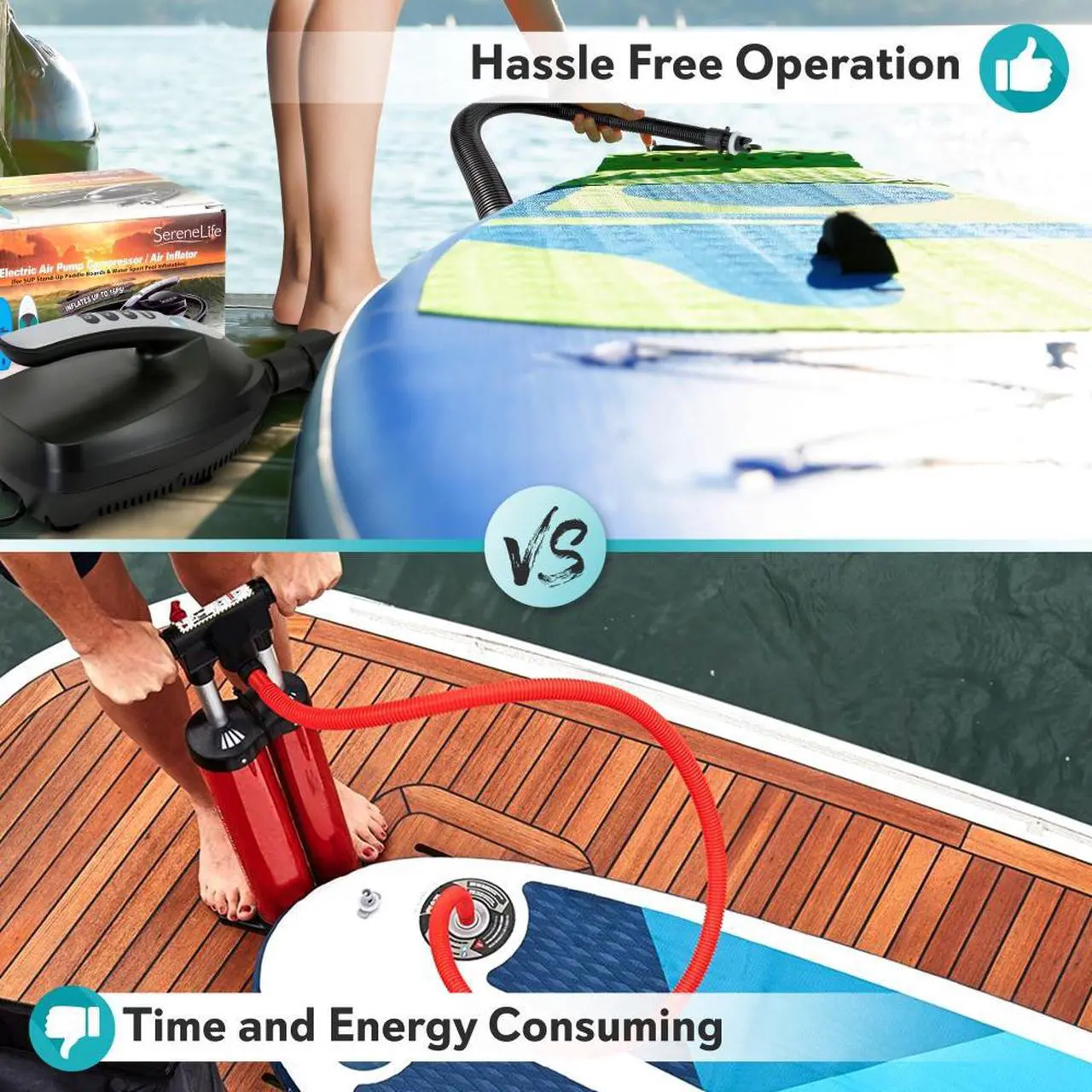 Alt view image 5 of 9 - digital electric air pump compressor  110w 12 volt quick air inflator w/lcd, 016 adjustable psi  for water sport inflatable sup stand up paddle board  serenelife slpump20