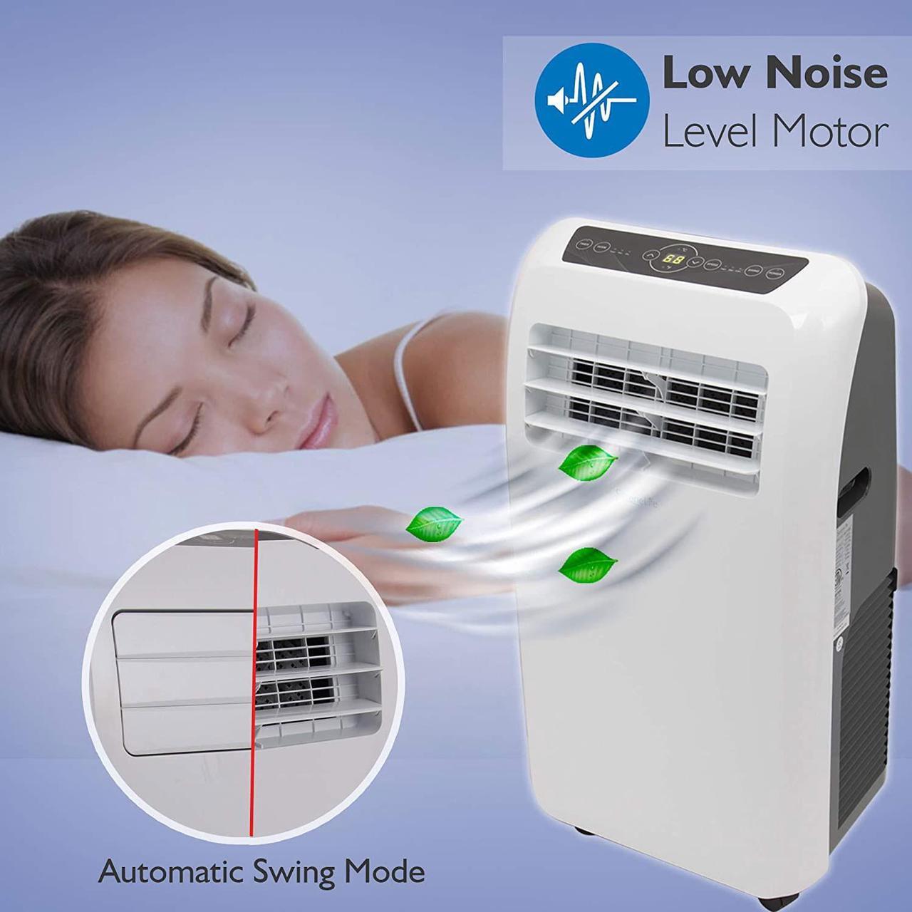 Alt view image 5 of 11 - serenelife 10,000 btu portable air conditioner + 9,000 btu heater, 4in1 ac unit with builtin dehumidifier, fan modes, remote control, complete window exhaust kit for rooms up to 350 sq. ft