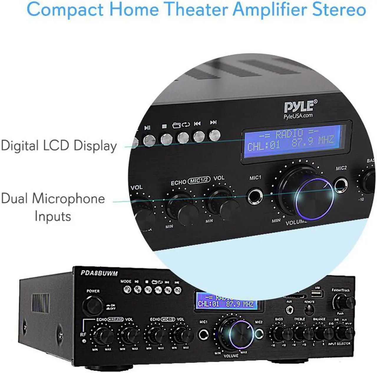 Alt view image 6 of 10 - Pyle Compact Home Theater Amplifier Stereo Receiver with Bluetooth Wireless Streaming