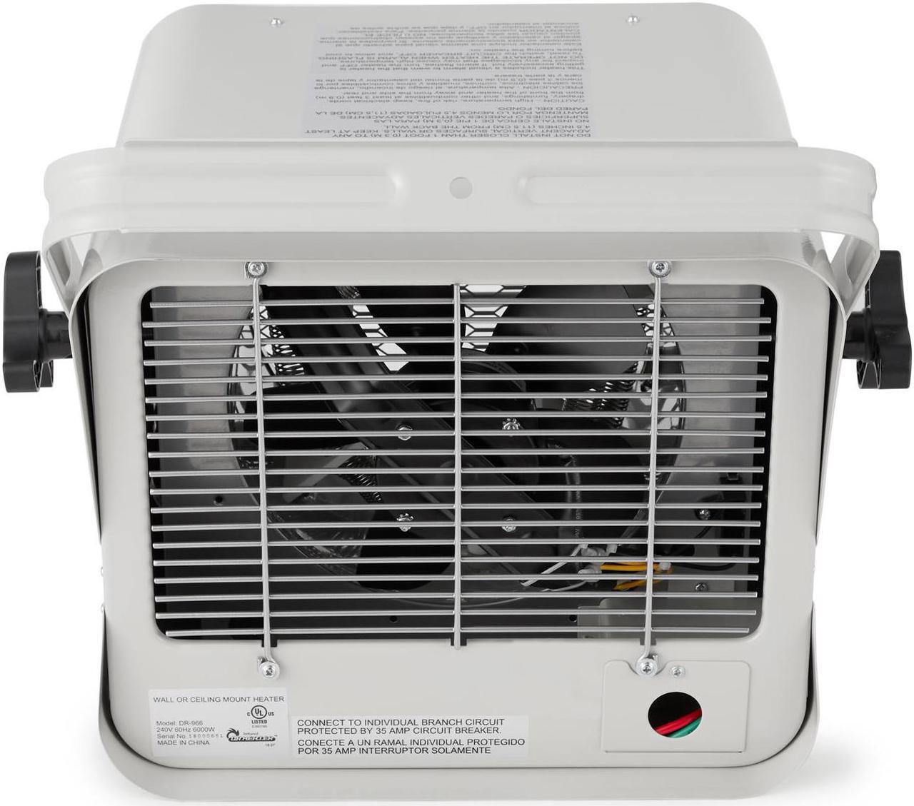 Alt view image 8 of 10 - Dr Infrared Heater DR-966 , 240-Volt, 3000W/6000W Shop Garage Commercial Heater, Hardwiring Required (Power Cord Not Included)