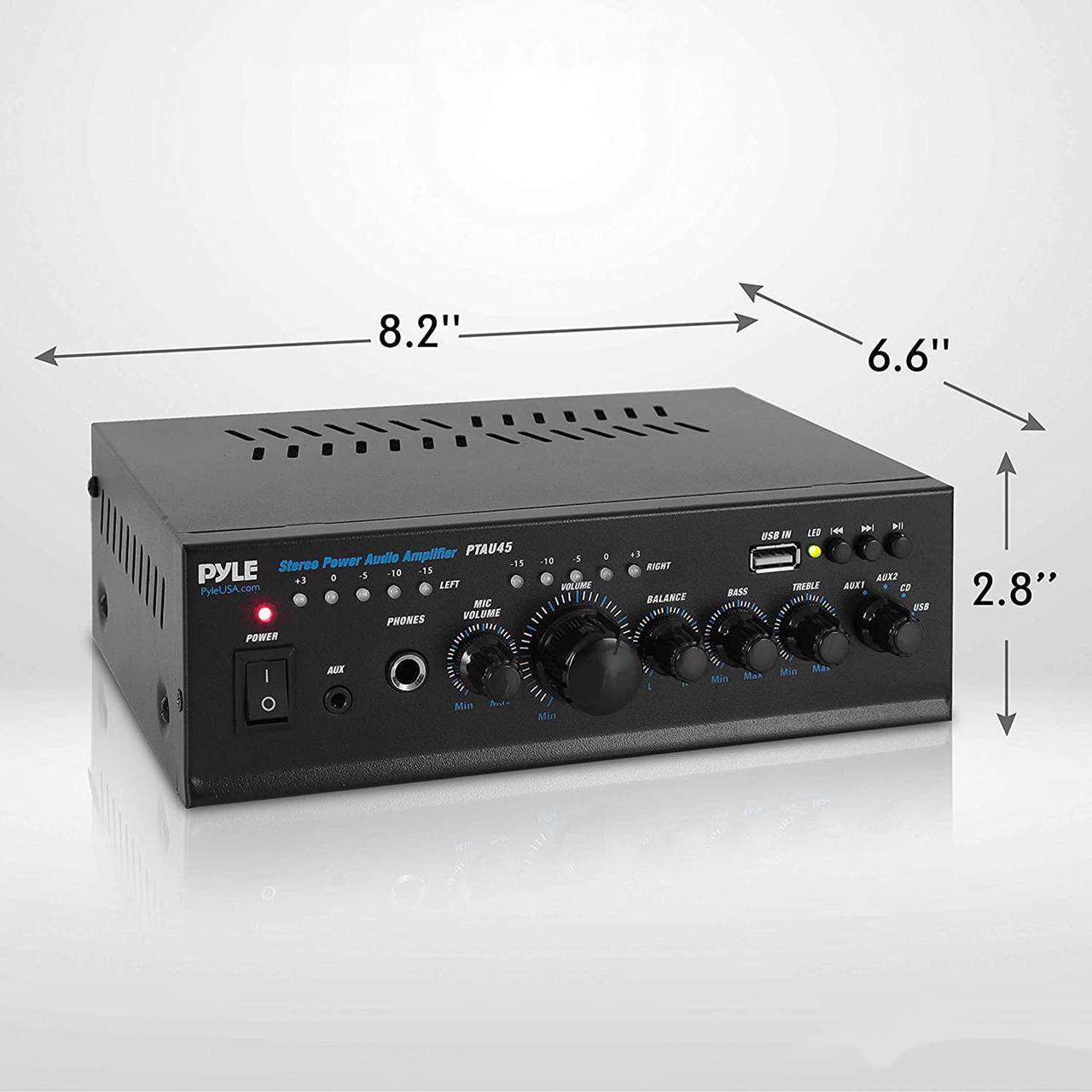 Alt view image 18 of 20 - Home Audio Power Amplifier System - 2X40W Mini Dual Channel Mixer Sound Stereo Receiver Box w/ AUX, Mic Input - For Amplified Speakers, PA, CD Player, Theater via RCA, Studio Use - Pyle PTA2