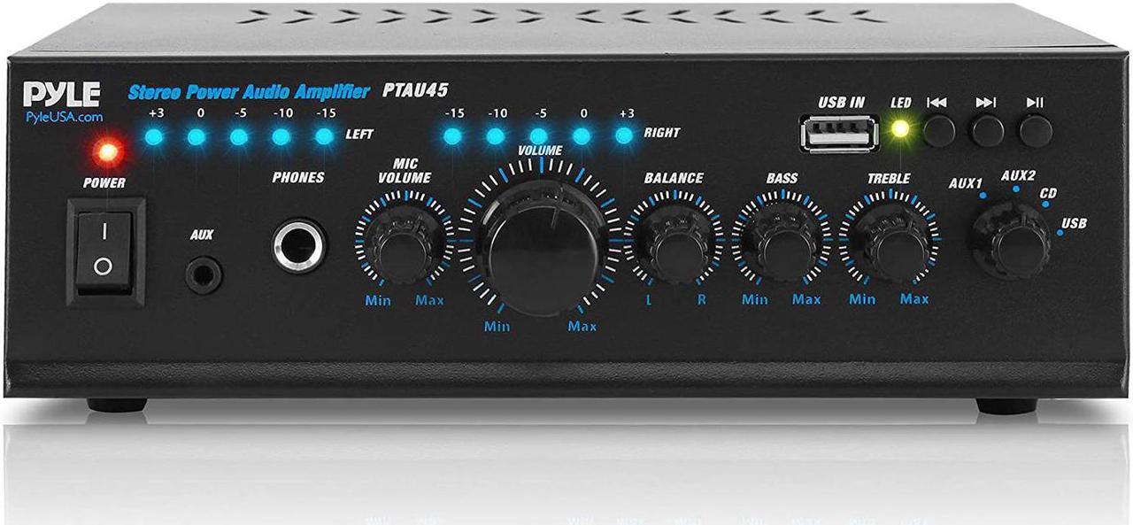 Alt view image 15 of 20 - Home Audio Power Amplifier System - 2X40W Mini Dual Channel Mixer Sound Stereo Receiver Box w/ AUX, Mic Input - For Amplified Speakers, PA, CD Player, Theater via RCA, Studio Use - Pyle PTA2