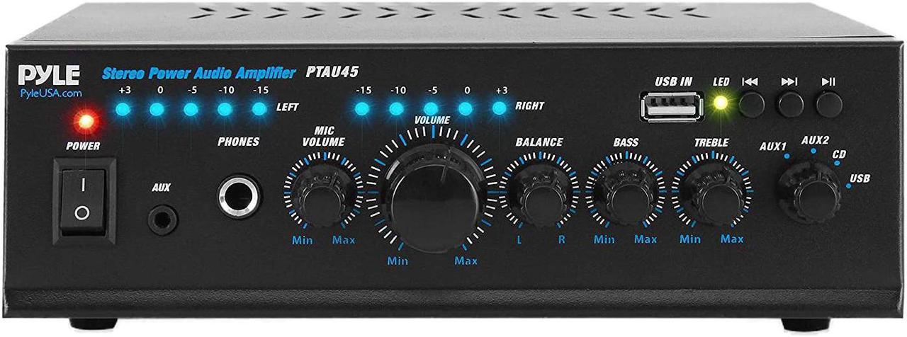Alt view image 16 of 20 - Home Audio Power Amplifier System - 2X40W Mini Dual Channel Mixer Sound Stereo Receiver Box w/ AUX, Mic Input - For Amplified Speakers, PA, CD Player, Theater via RCA, Studio Use - Pyle PTA2