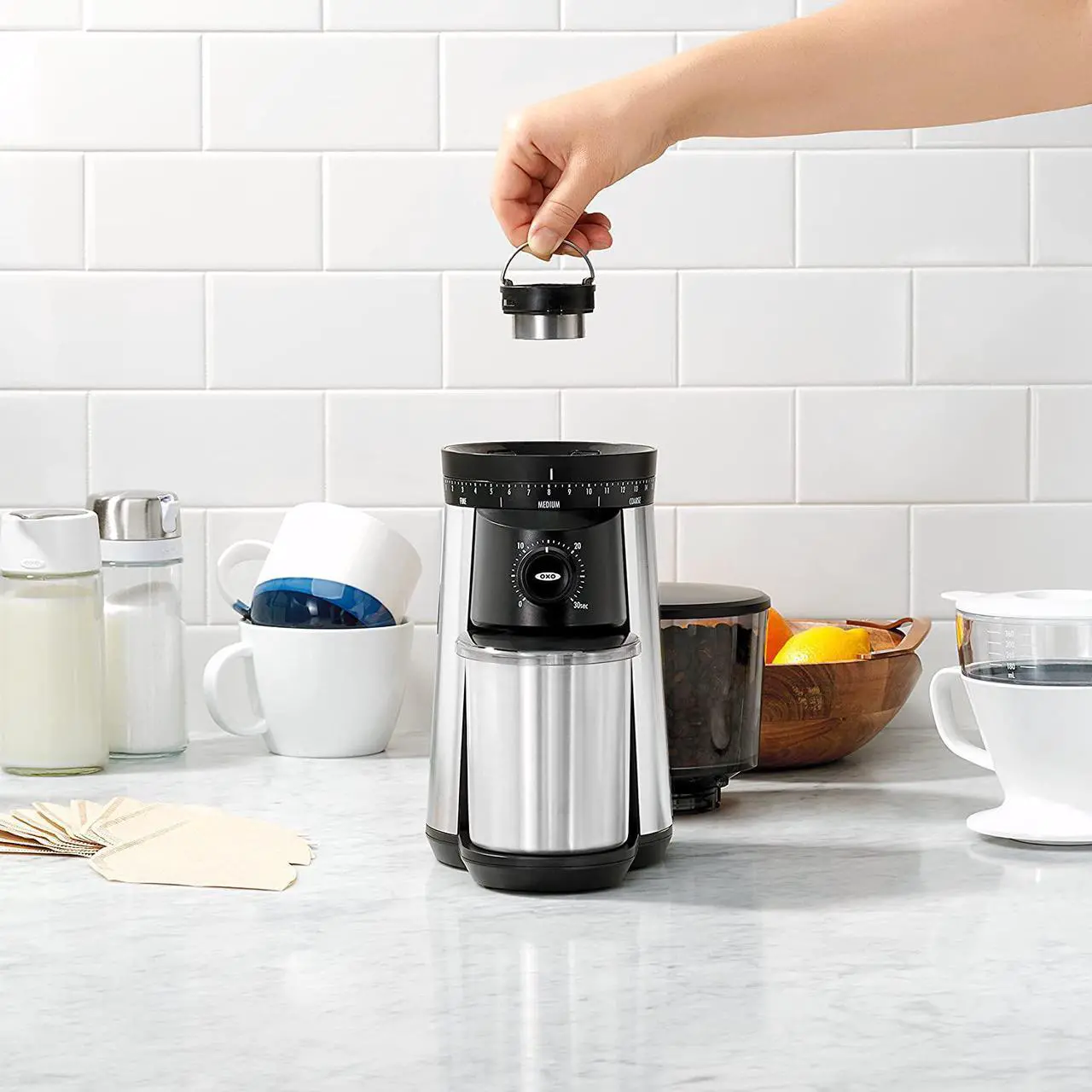 Alt view image 7 of 7 - oxo brew conical burr coffee grinder